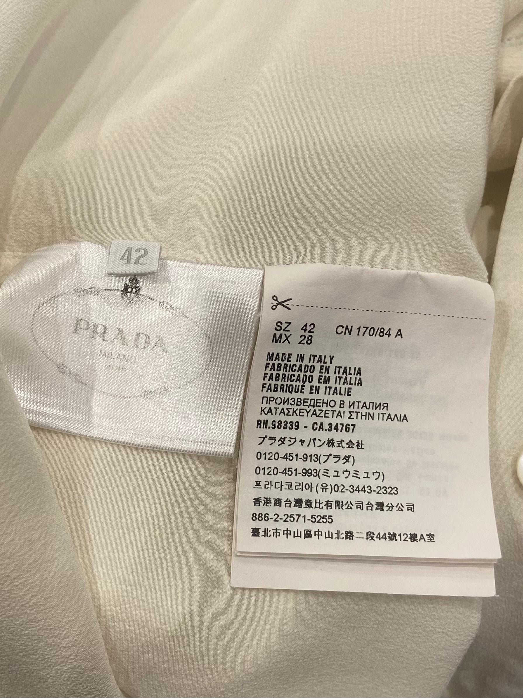 Prada Cream Button Down Silk Blouse RRP £1700 | Authentic Preloved