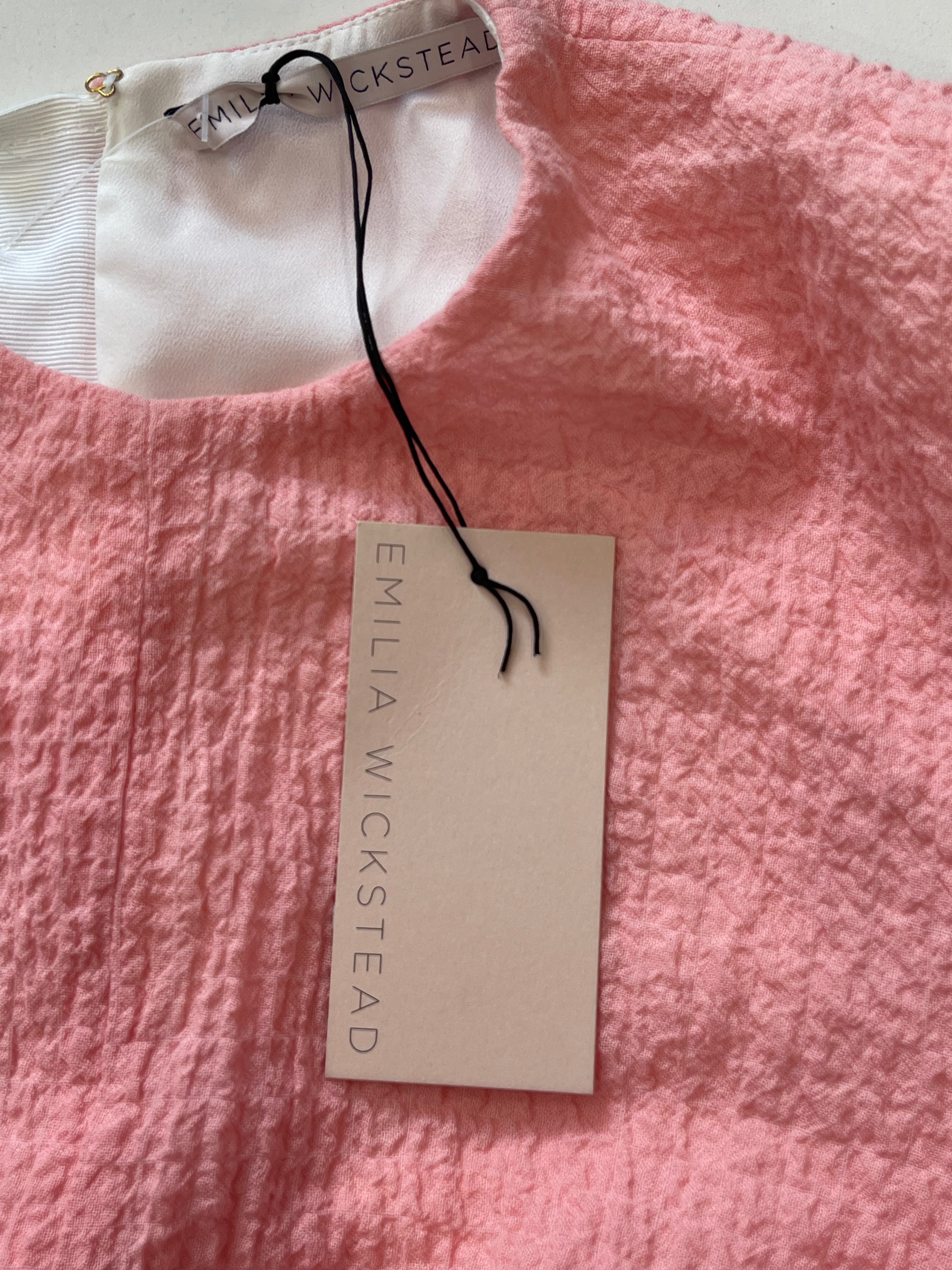 NEW Emilia Wickstead Pink Cotton Cloqué Midi Dress (RRP £250) | Authentic Preloved
