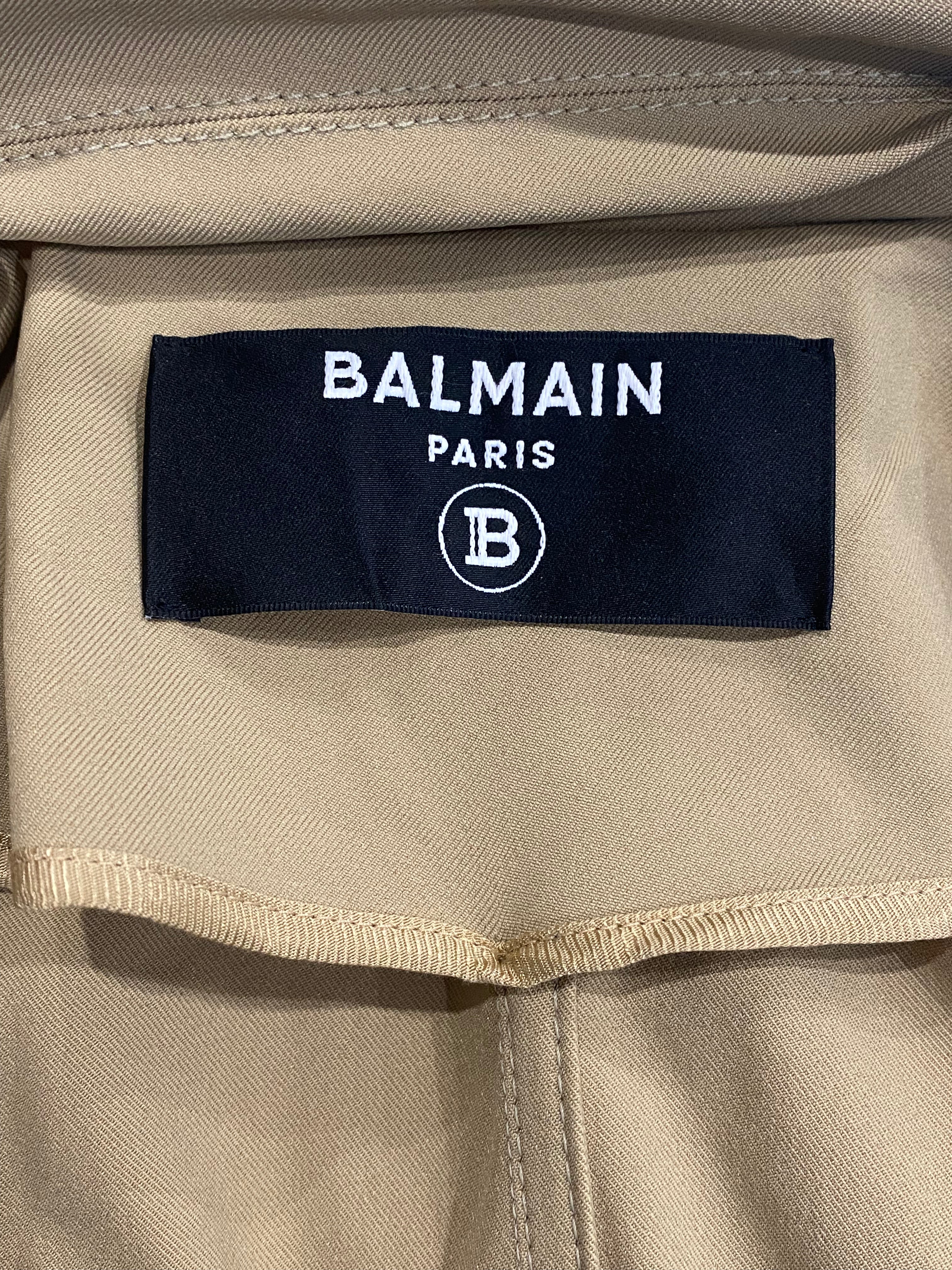 Balmain Paris Beige Maxi Length Cotton Twill Trench RRP £2800 | Authentic Preloved