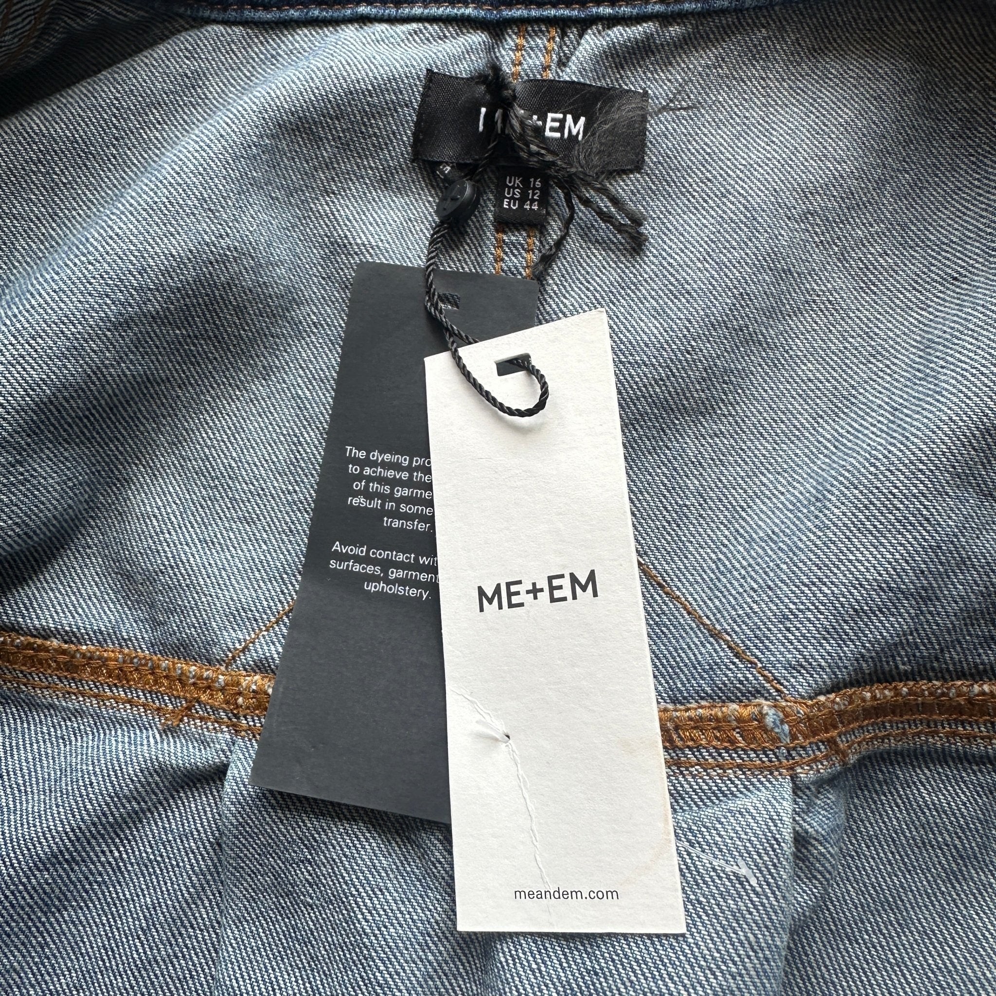 NEW ME+EM Blue Denim Pleated Jacket With Crystal Button RRP £250 | Authentic Preloved - Reloved Again