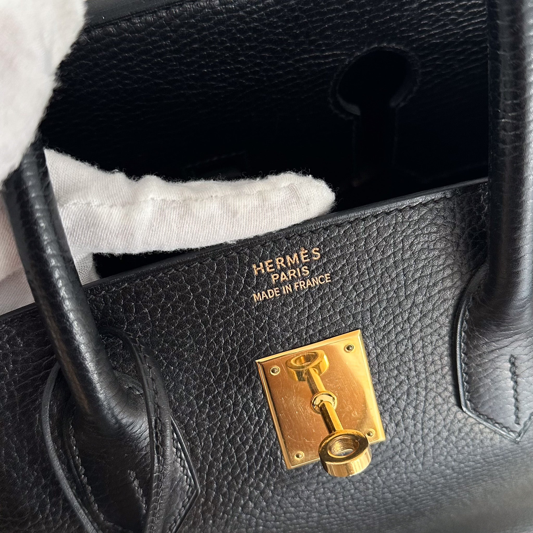 Hérmes Birkin 35 En Cuir Ardennes Noir Retourne with Gold Hardware | Authentic Preloved - Reloved Again