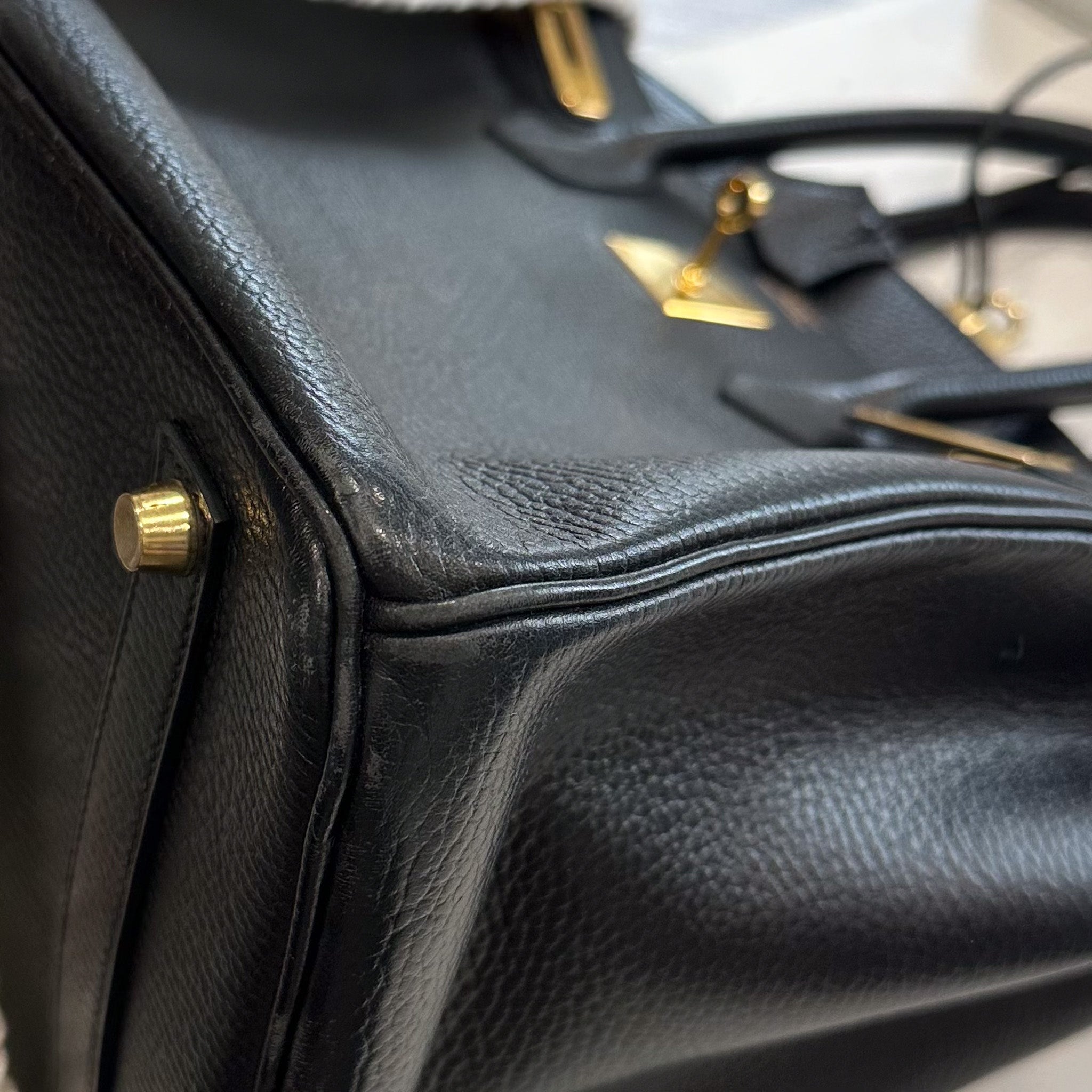Hérmes Birkin 35 En Cuir Ardennes Noir Retourne with Gold Hardware | Authentic Preloved - Reloved Again