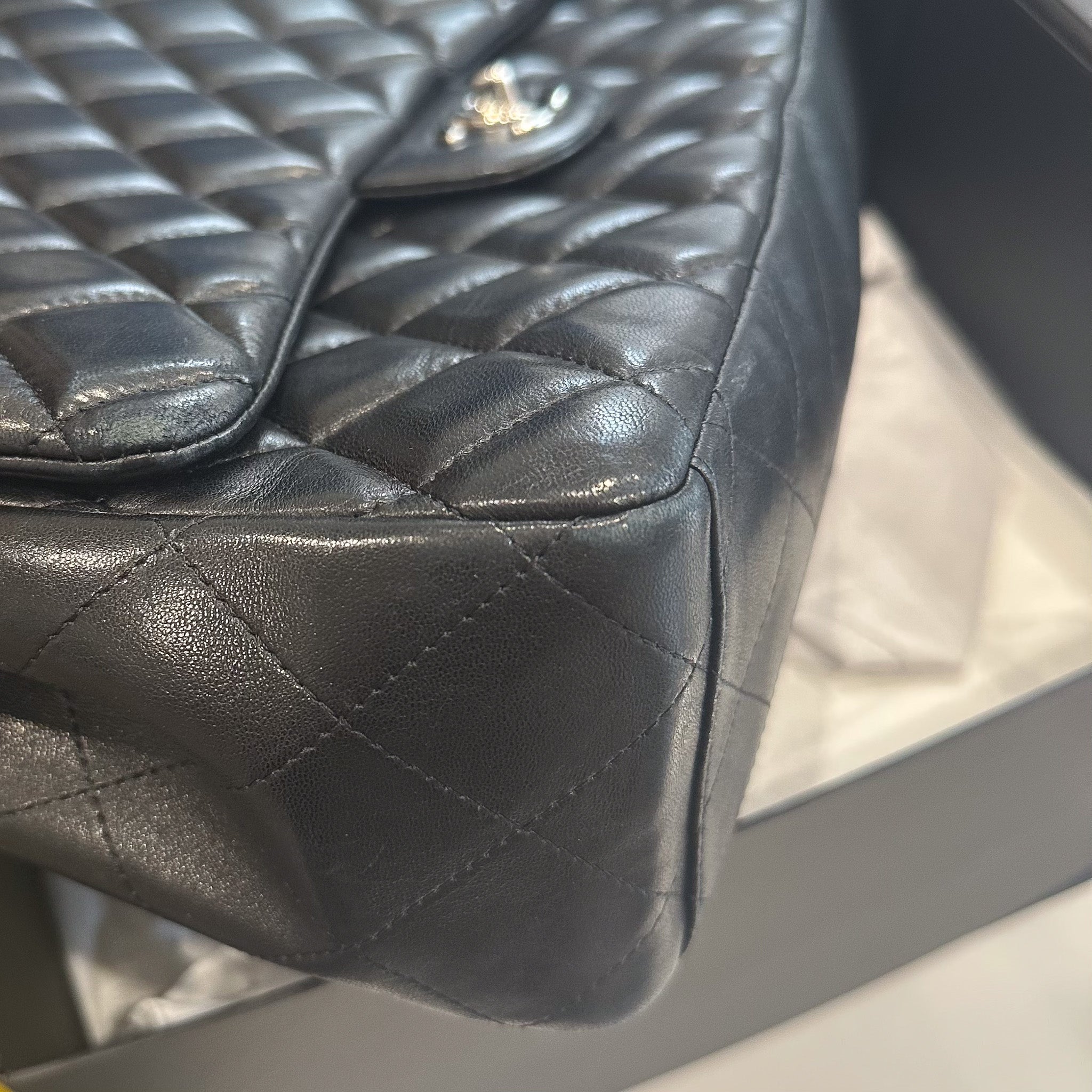 Chanel Maxi Lambskin Classic Single Flap Bag Black RRP £10000 | Authentic Preloved - Reloved Again