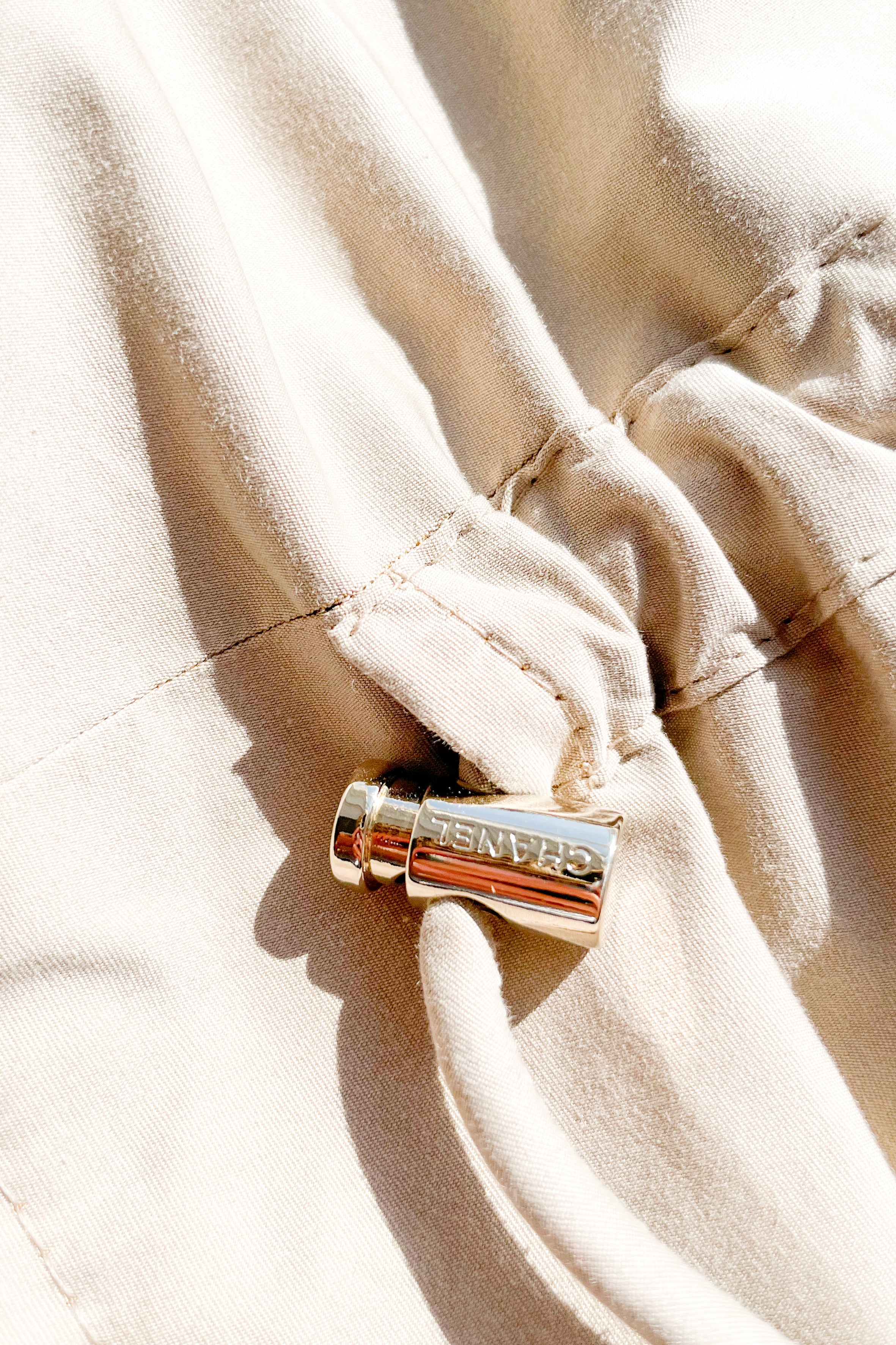 Chanel Beige Parka with Iconic Chain Belt twill RRP £3000 | Authentic Preloved