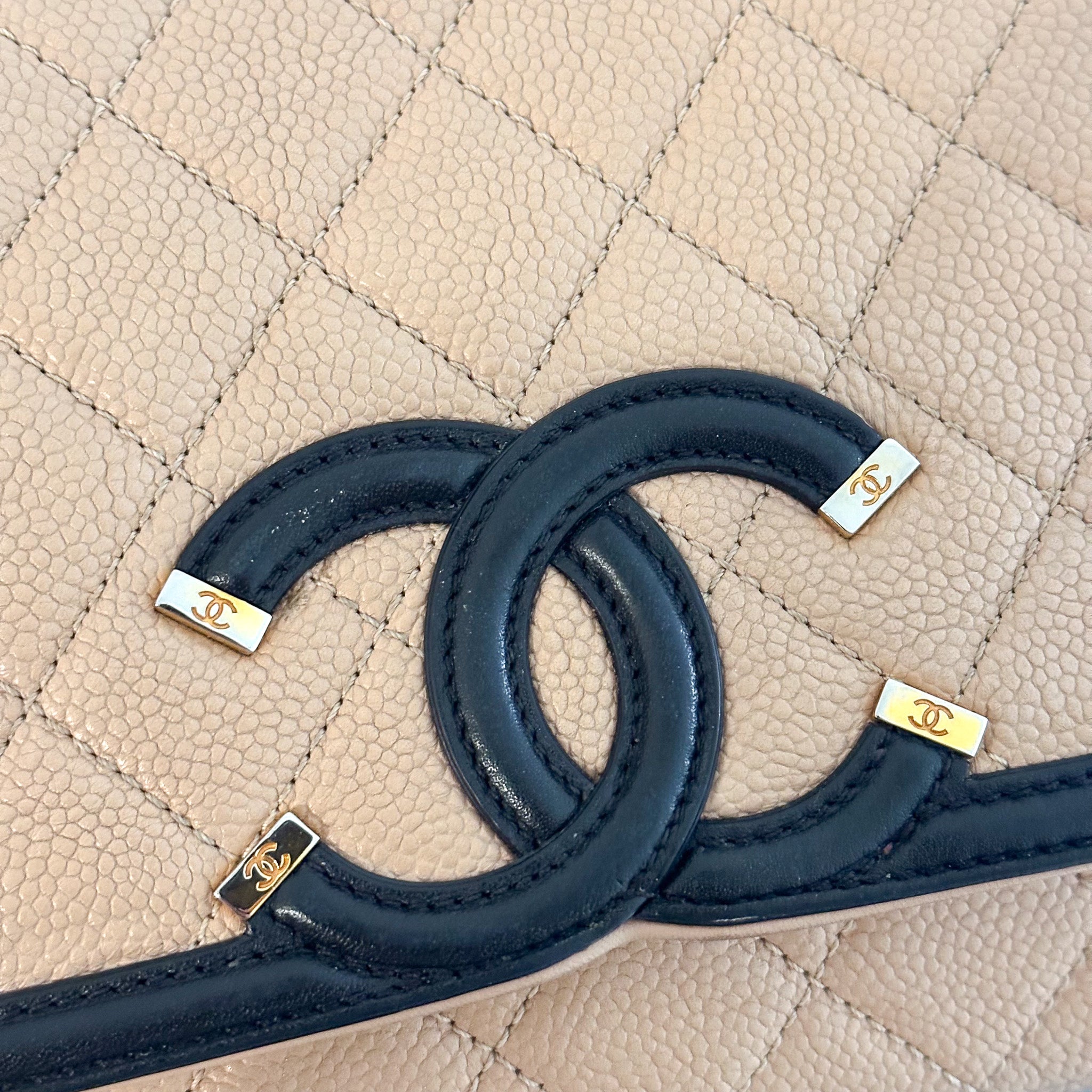 Chanel Small Bicolour Caviar CC Filigree Flap Shoulder Bag RRP £4870 | Authentic Preloved - Reloved Again