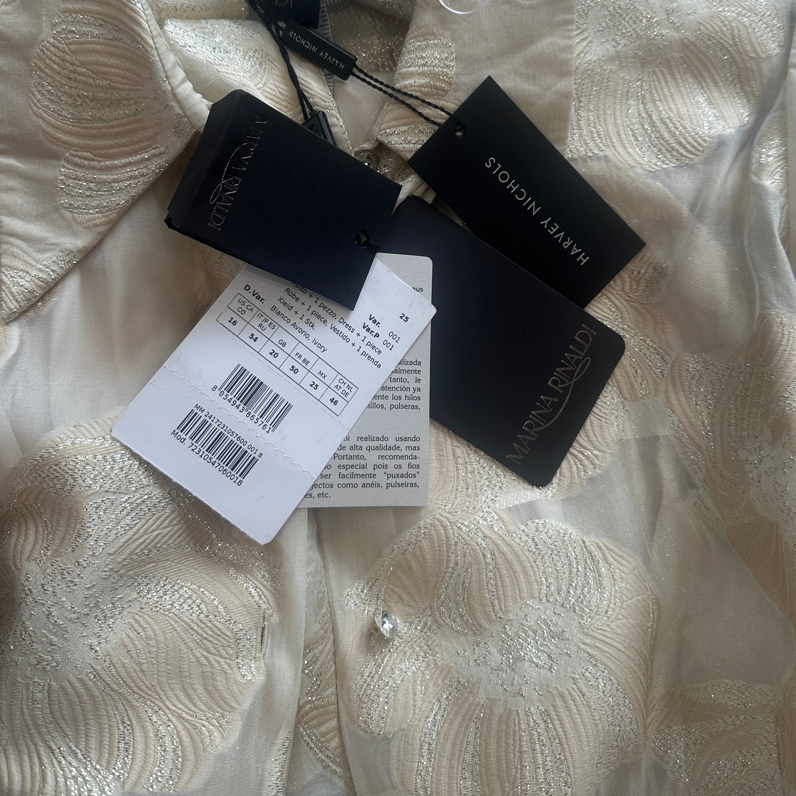 NEW Marina Rinaldi Ivory & Gold Floral Jacquard Evening (RRP £1250) | Authentic Preloved