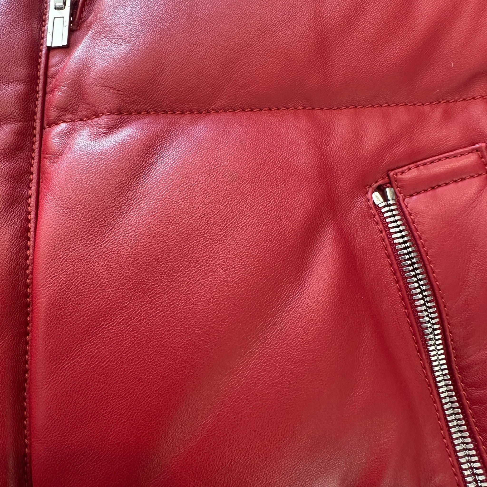 Hermès Red Lambskin Leather Down Puffer Jacket - RARE (RRP £12,000) | Authentic Preloved - Reloved Again