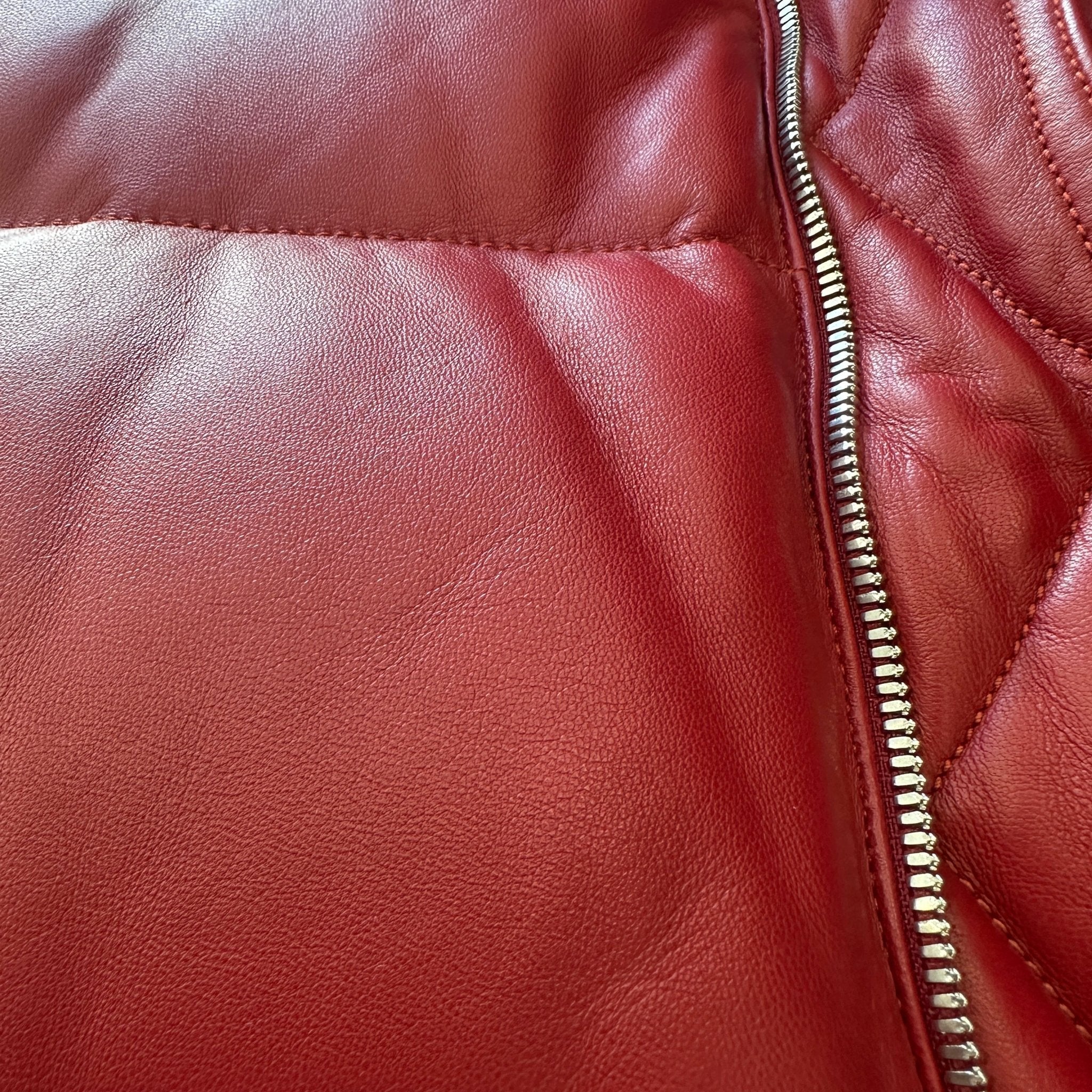 Hermès Red Lambskin Leather Down Puffer Jacket - RARE (RRP £12,000) | Authentic Preloved - Reloved Again