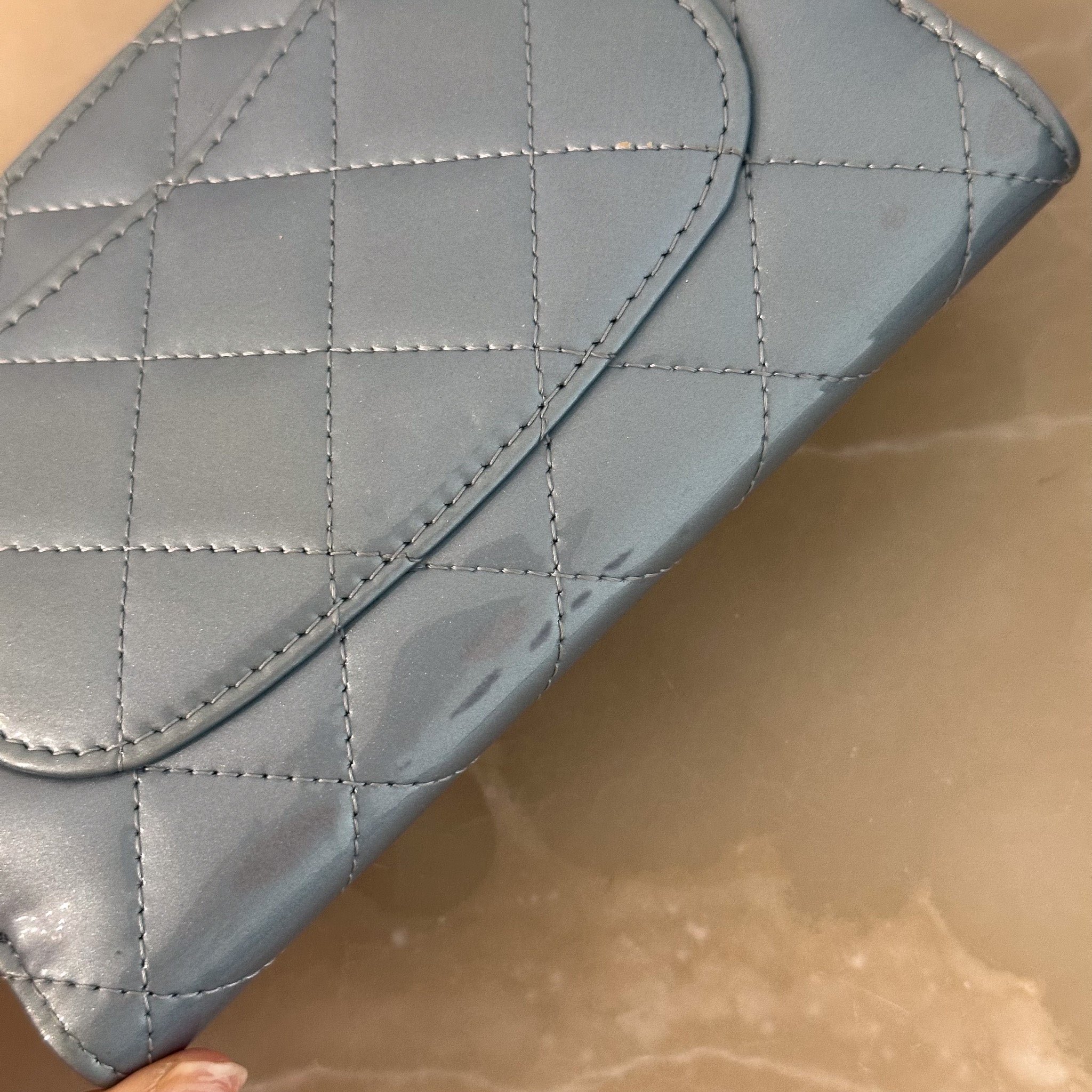 Chanel Patent Wallet in Light Blue RRP £1000 | Authentic Preloved - Reloved Again