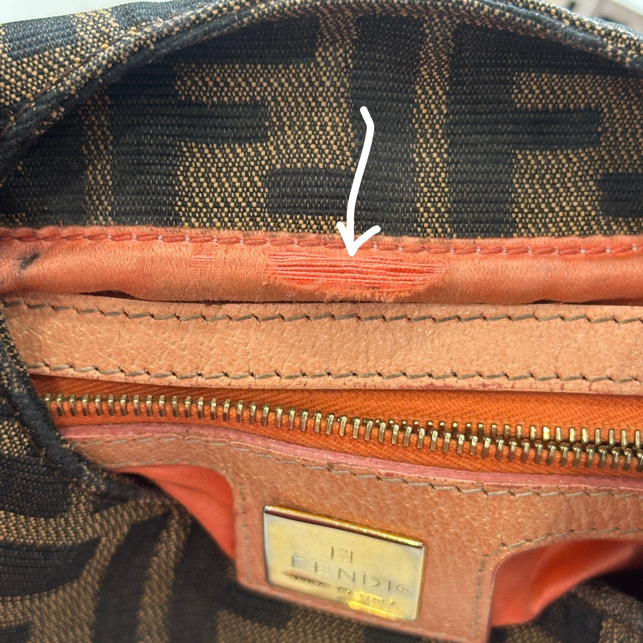 Fendi Round Flap Baguette Zucca Canvas Bag with Crystal Flower Buckle North South RRP (£2,200) | Authentic Preloved - Reloved Again