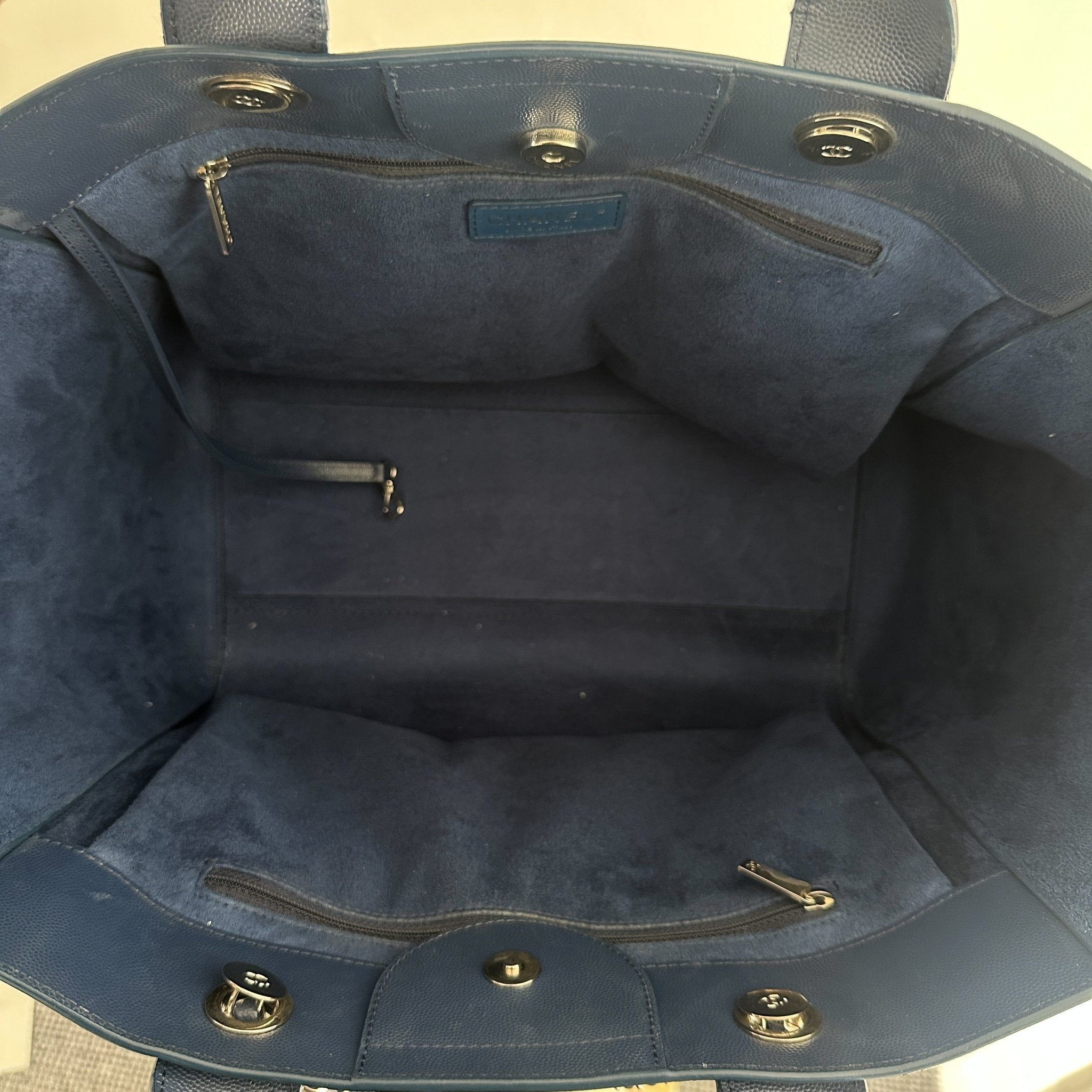 Chanel Blue Leather Deauville Tote Bag (RRP £3800) | Authentic Preloved - Reloved Again