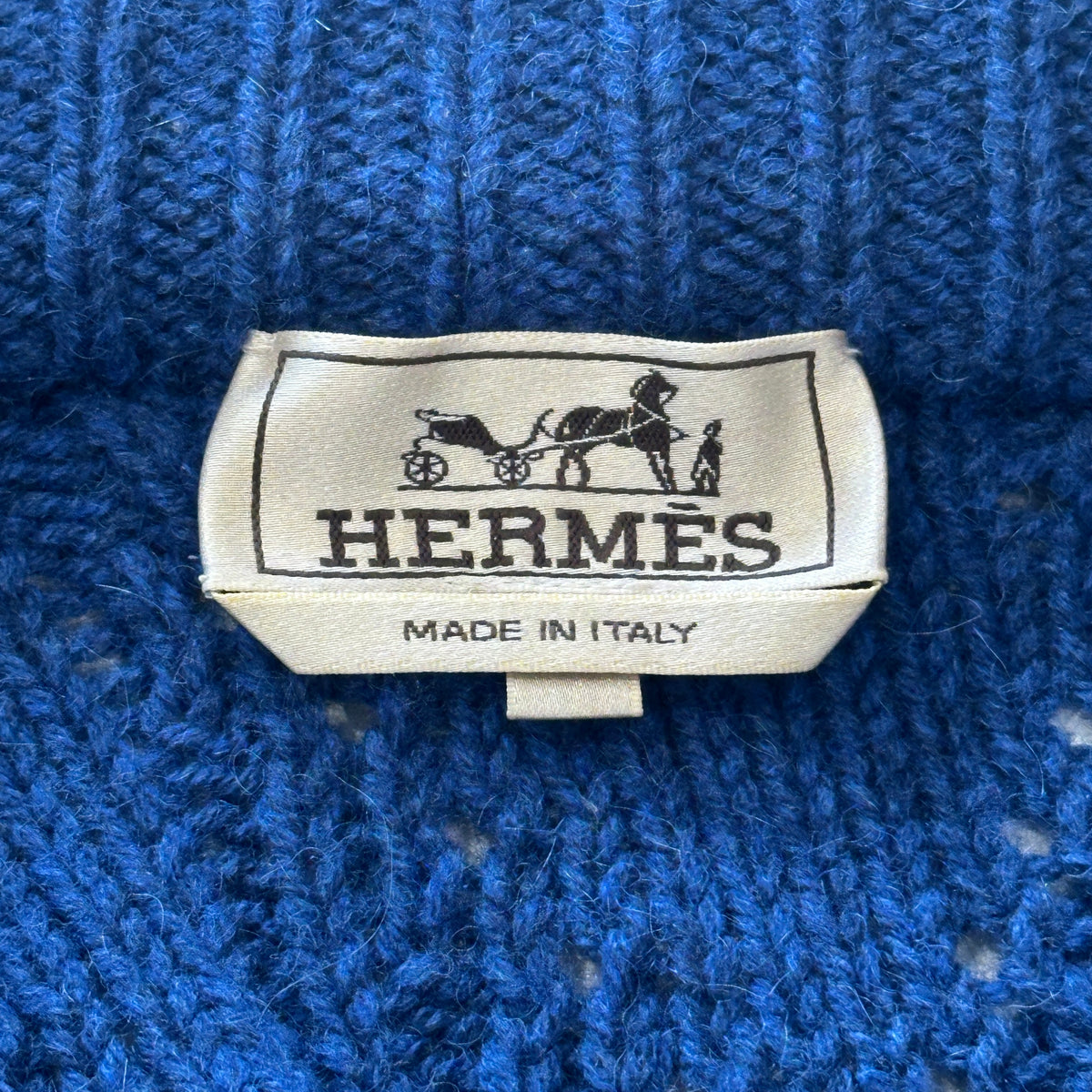Hermes Cable Knit Zip Up Jumper in Blue (RRP £2000) | Authentic Preloved