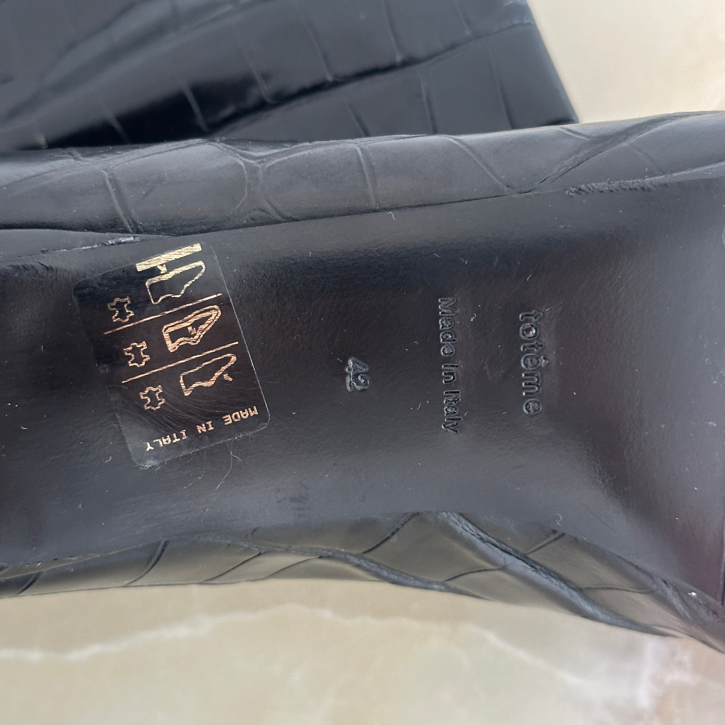 Toteme Croc-effect Knee High Boots in Black (RRP 880) | Authentic Preloved