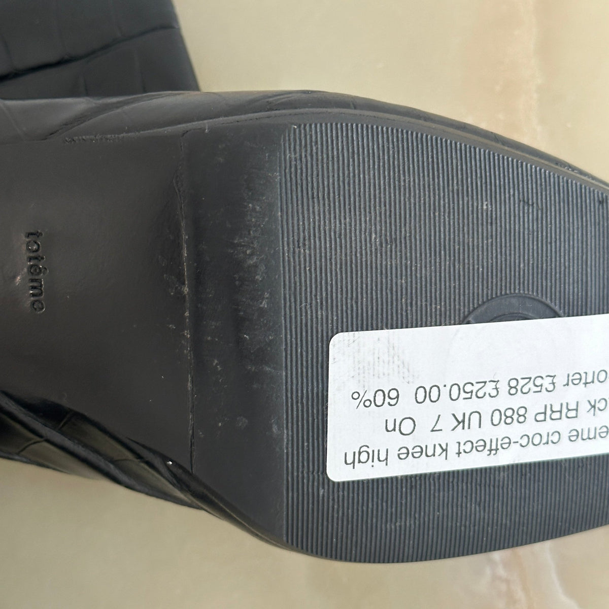 Toteme Croc-effect Knee High Boots in Black (RRP 880) | Authentic Preloved - Reloved Again
