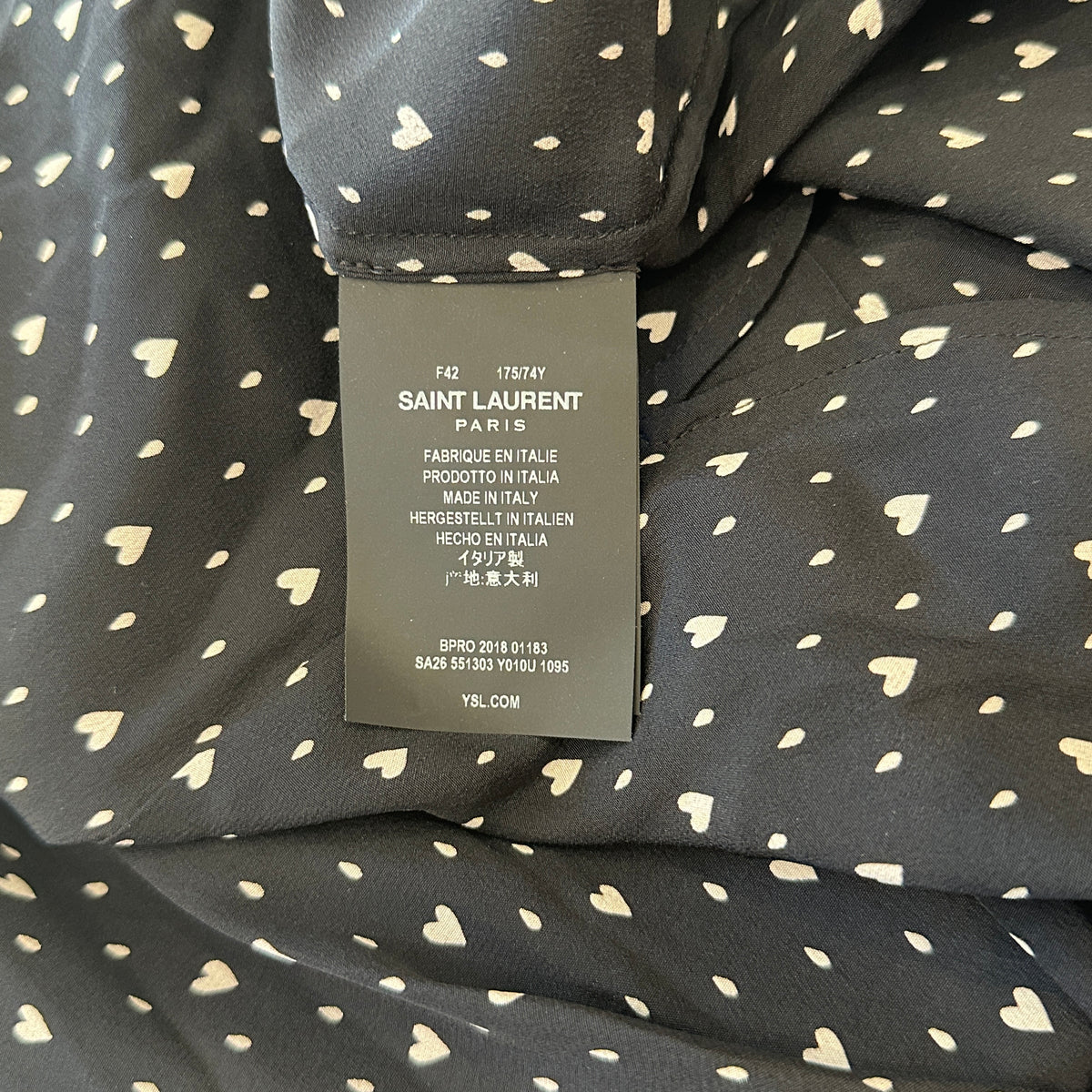 Saint Laurent Heart Print Silk Blouse (RRP £800) | Authentic Preloved