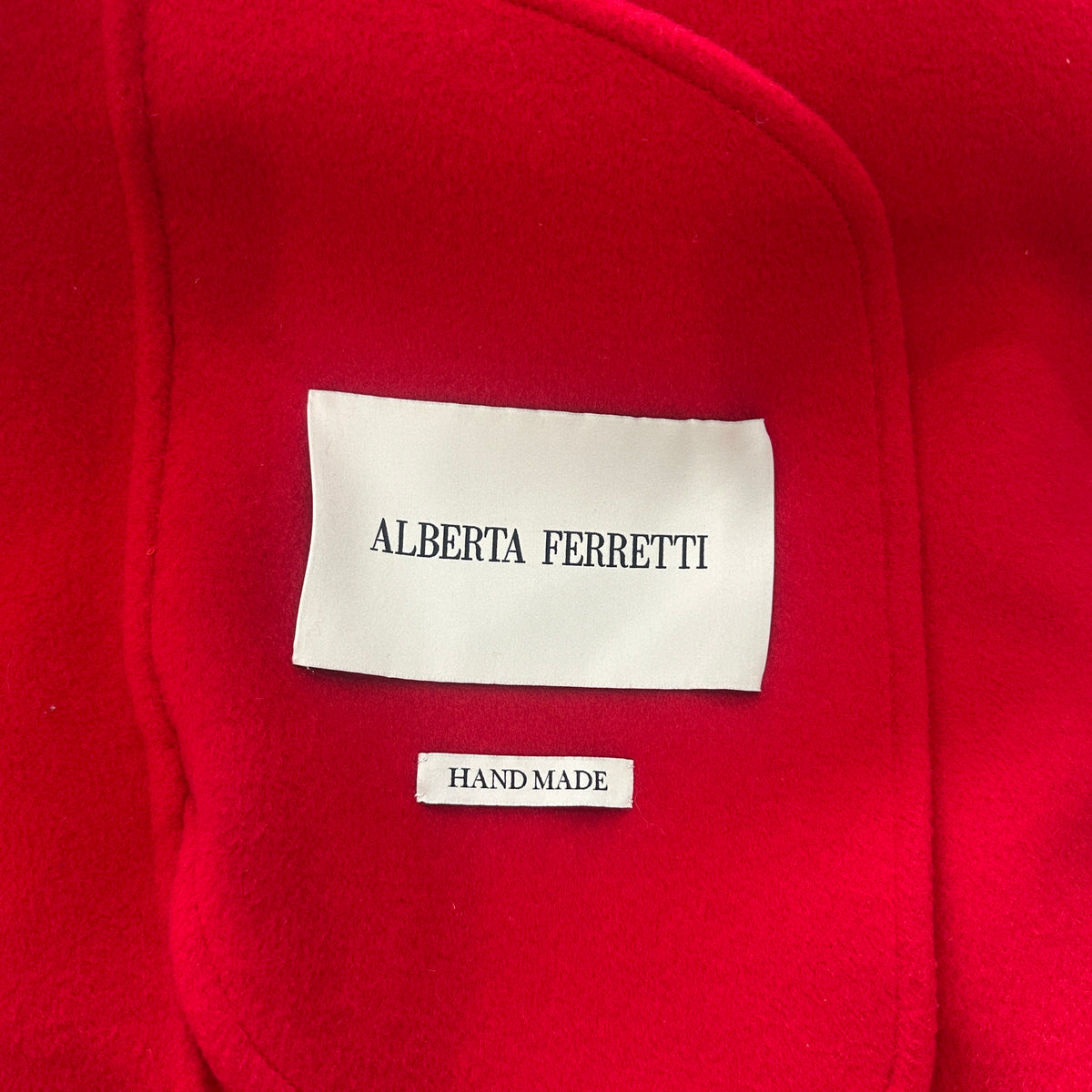 Alberta Ferratti Handmade Wool Belted Cape Jacket in Red RRP £1400 | Authentic Preloved