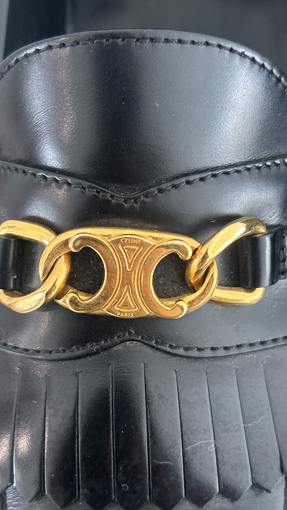 Celine Triomphe Black Leather Loafers (RRP £850) | Authentic Preloved - Reloved Again