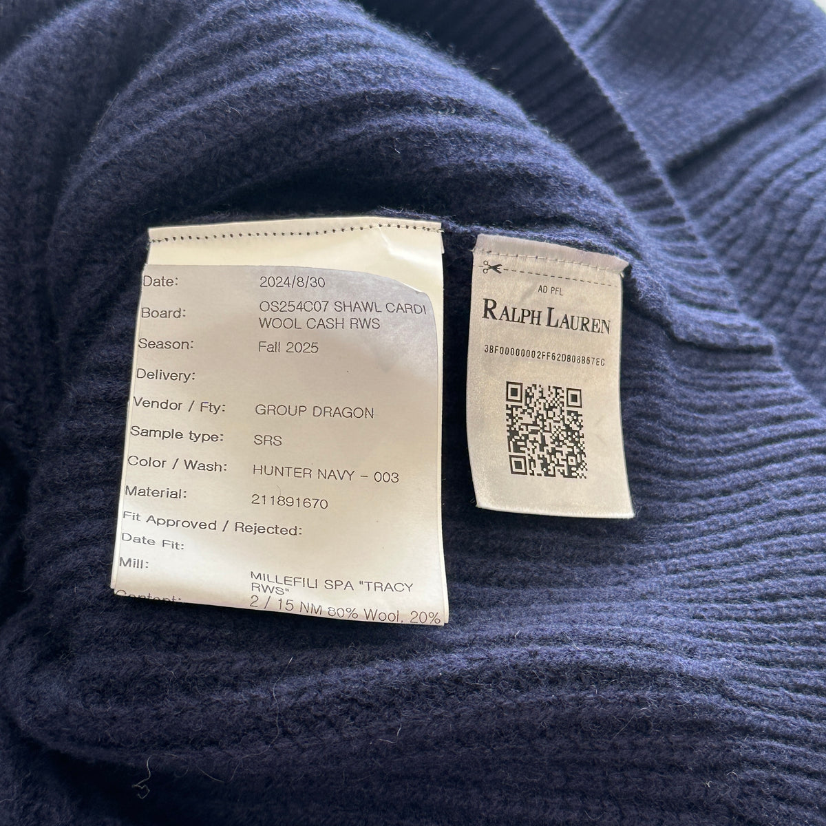 Ralph Lauren Shawl Cardi-Long Sleeve Cardigan in Hunter Navy RRP £770 | Authentic Preloved