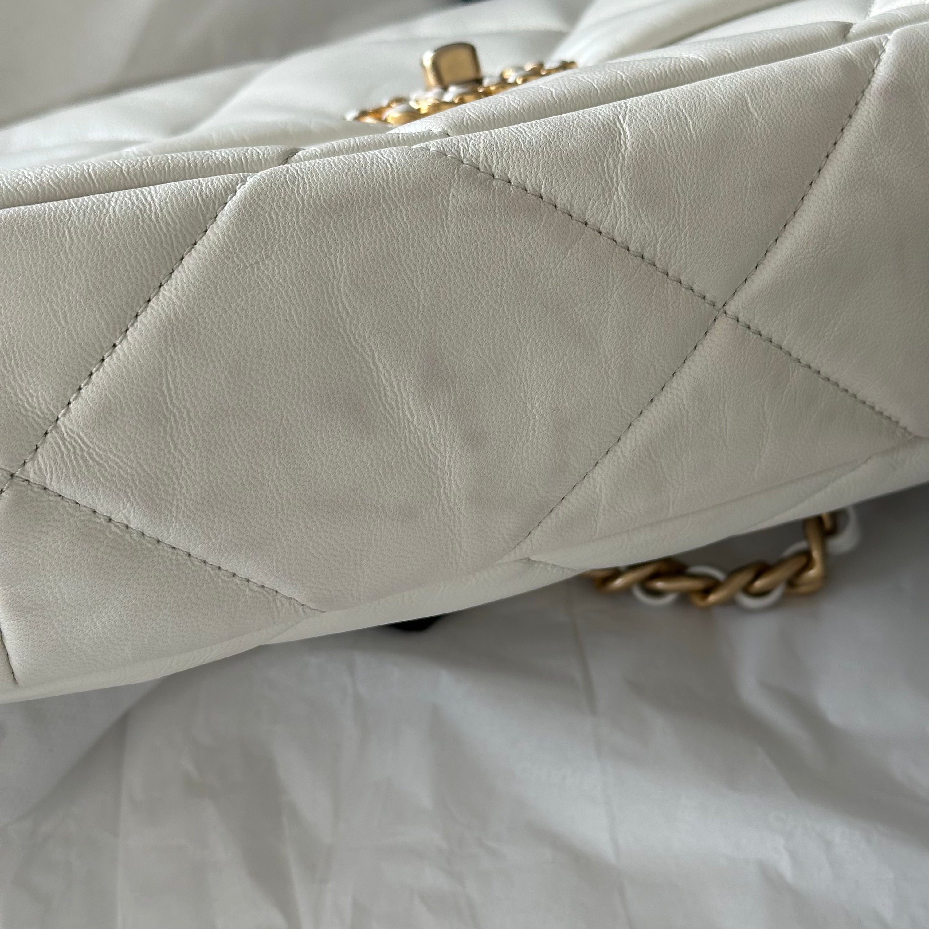 Chanel White Lambskin 19 Large Single Flap Bag RRP £5500 | Authentic Preloved