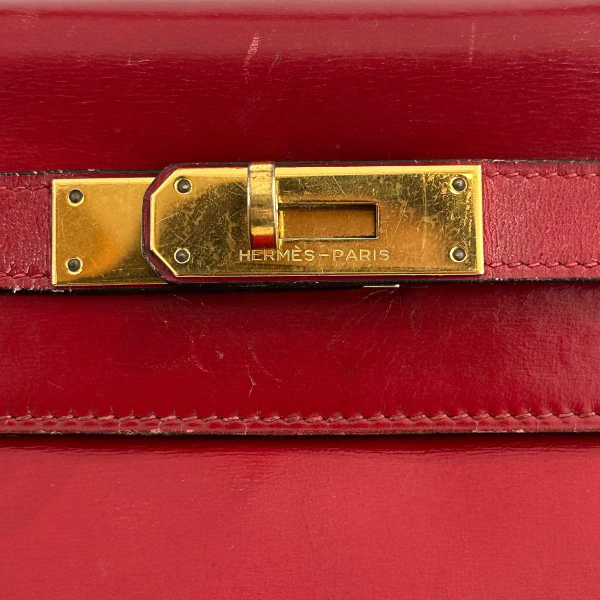 Hermes Kelly 28 Box Leather Rouge 1982 (RRP £13,000 ) | Authentic Preloved