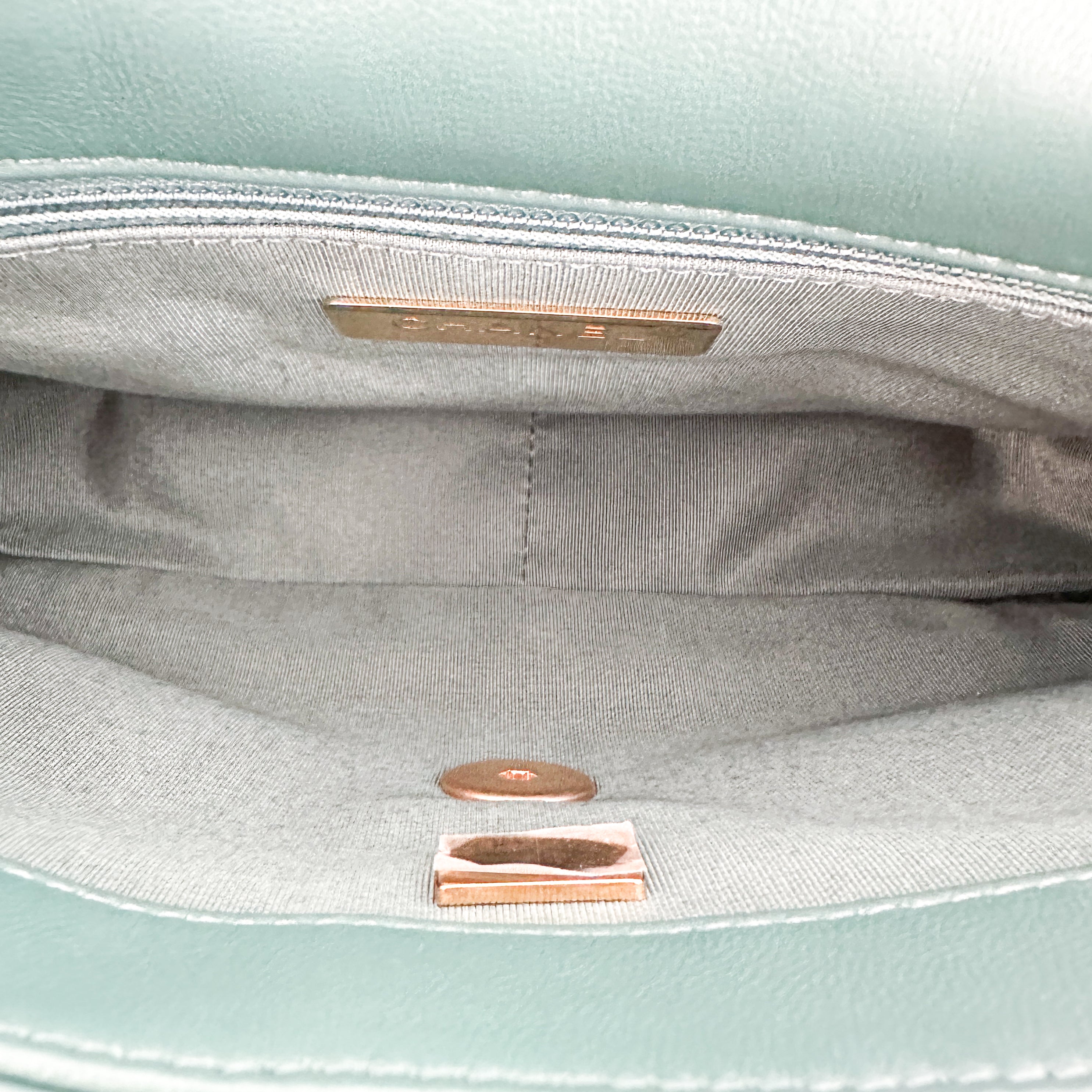 Chanel 19 Small Flap Bag in Turquoise Calfskin (RRP £5500) | Authentic Preloved