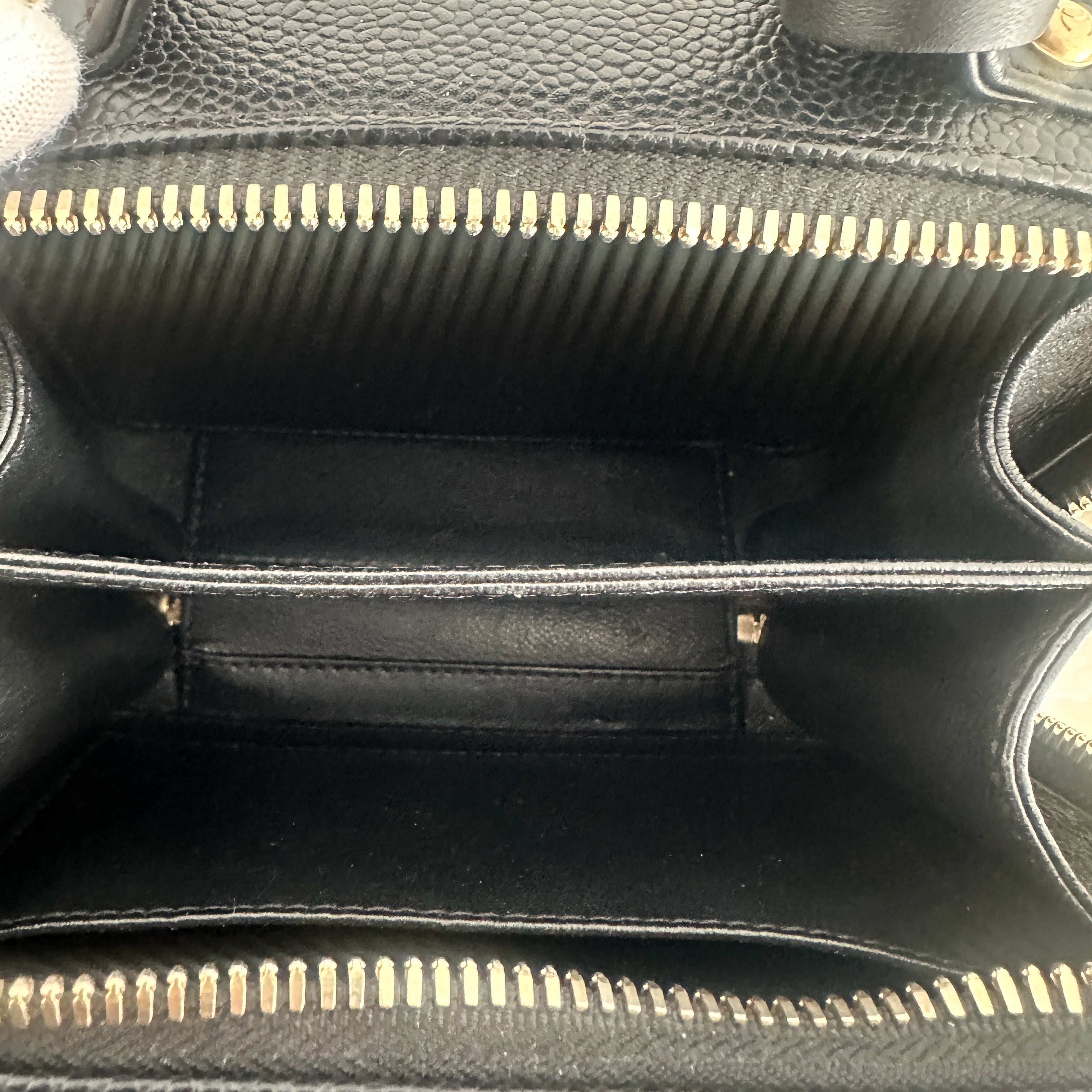 Chanel Black Filigree Small Vanity Case in Caviar Leather (RRP £3500) | Authentic Preloved