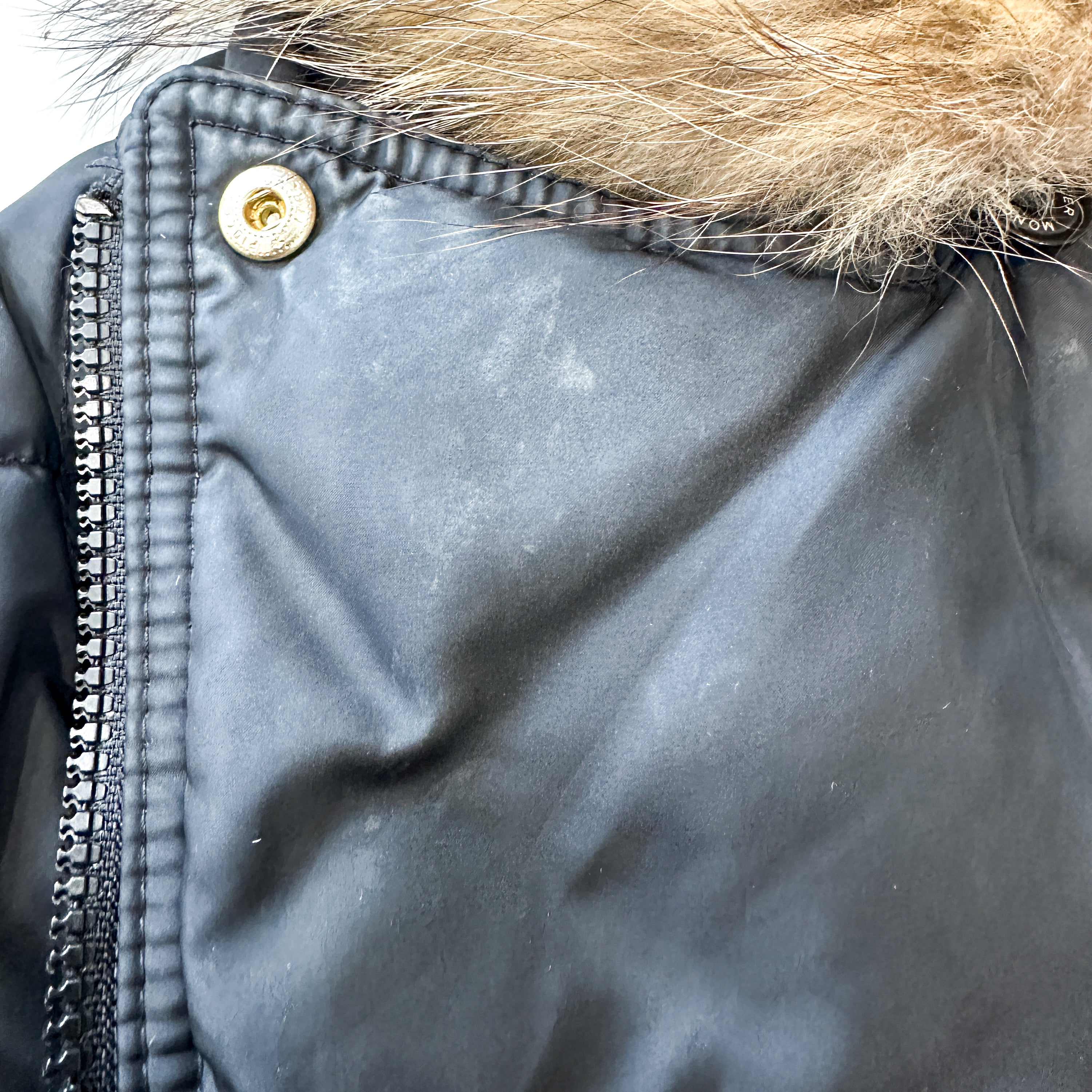 Moncler Black Virginia Quilted Fur Hood Belted Coat RRP £1000 | Authentic Preloved