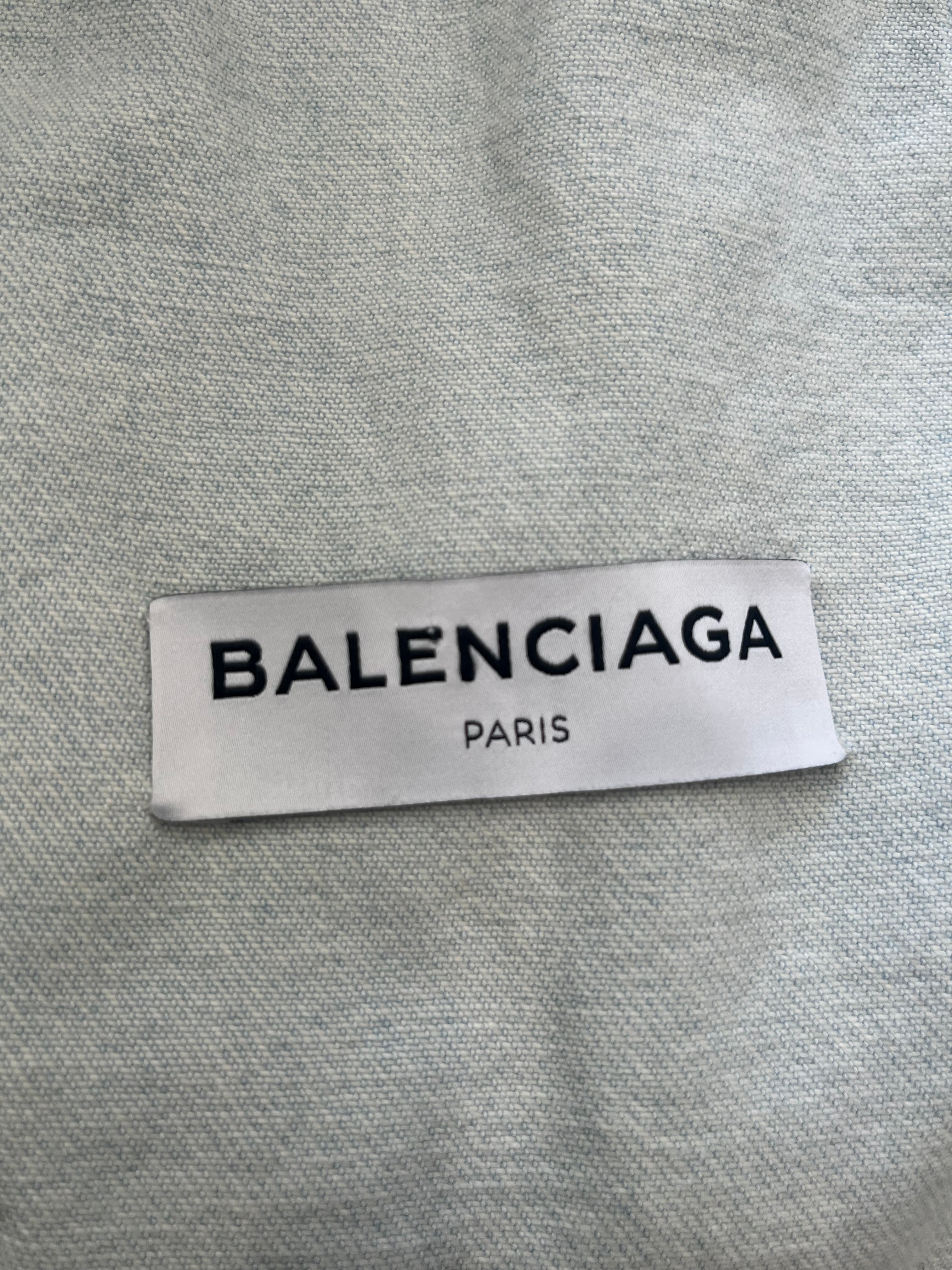Balenciaga Scarf Frayed Light Wash Denim Jacket (RRP £1300) | Authentic Preloved