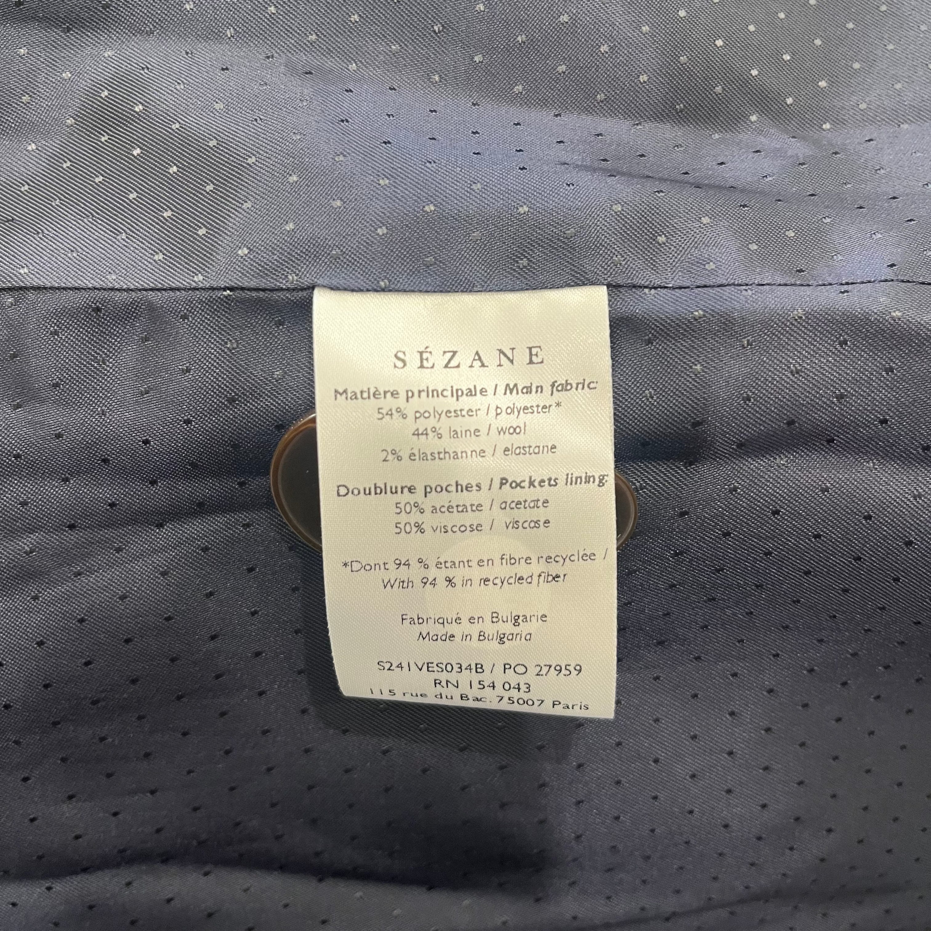 Sezane Blazer in Navy (RRP £195) | Authentic Preloved