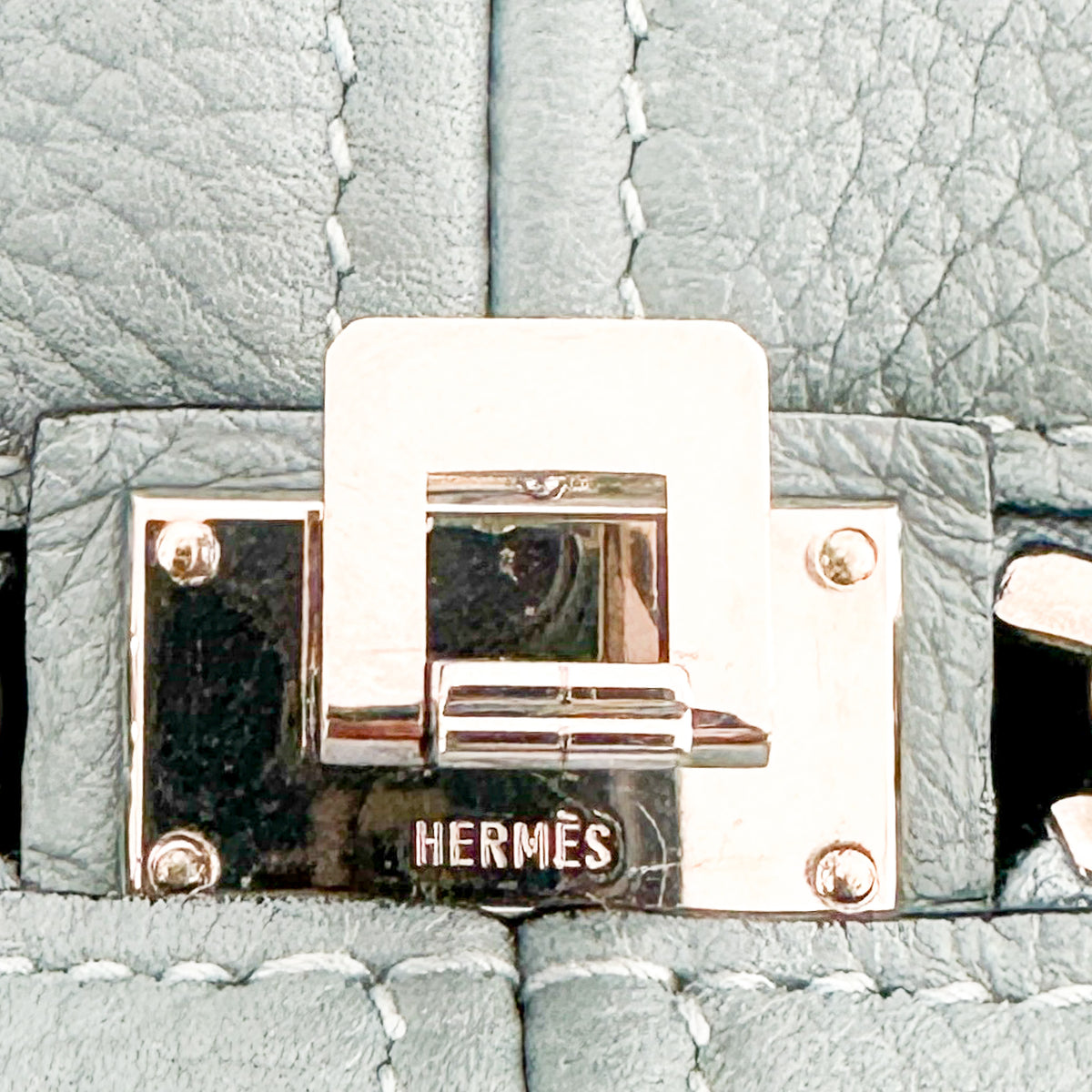 Hermès Taurillon Clemence Victoria II 43 in Palladium Blue | Authentic Preloved