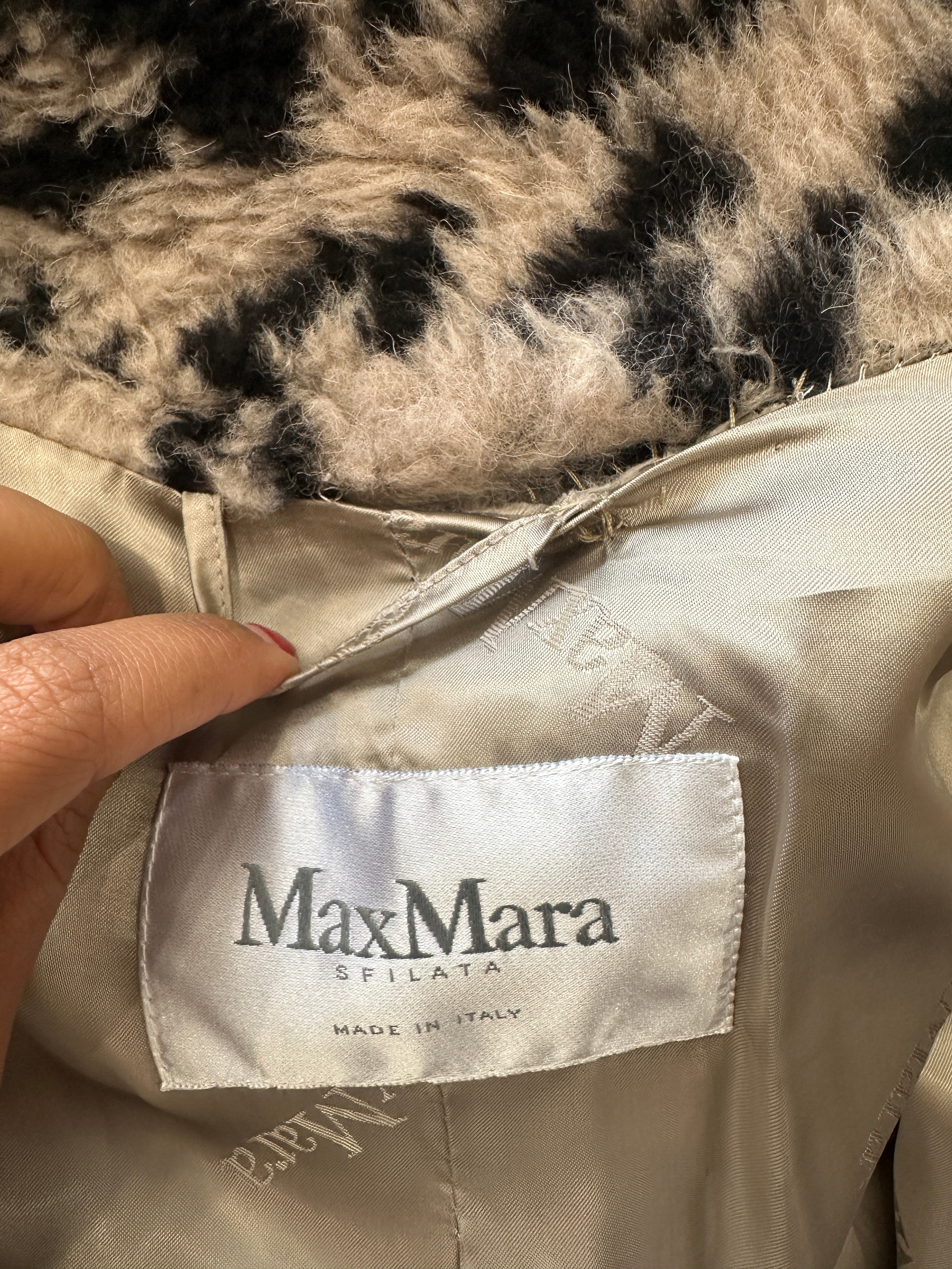 Max Mara Grey Leopard Print Teddy Coat RRP £2.6K | Authentic Preloved