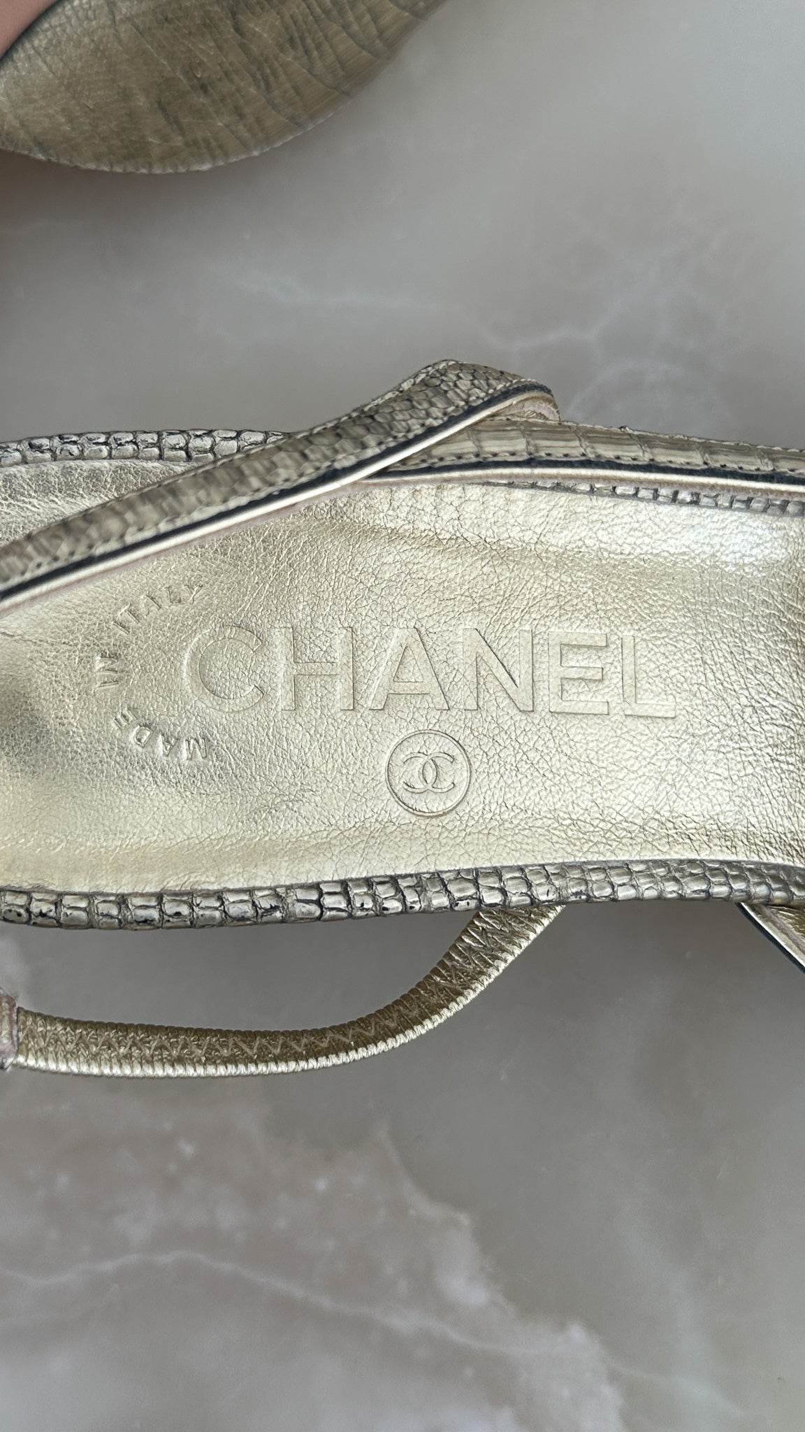 Chanel Gold Slingbacks EU 39 (RRP £1000) | Authentic Preloved