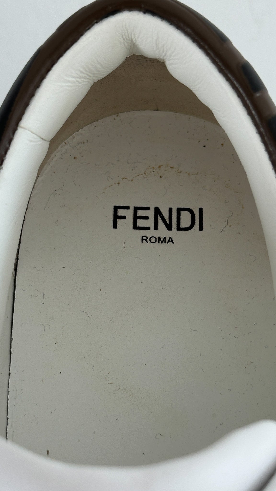Fendi Signature FF Leather Buckle Trainers (RRP £550) | Authentic Preloved