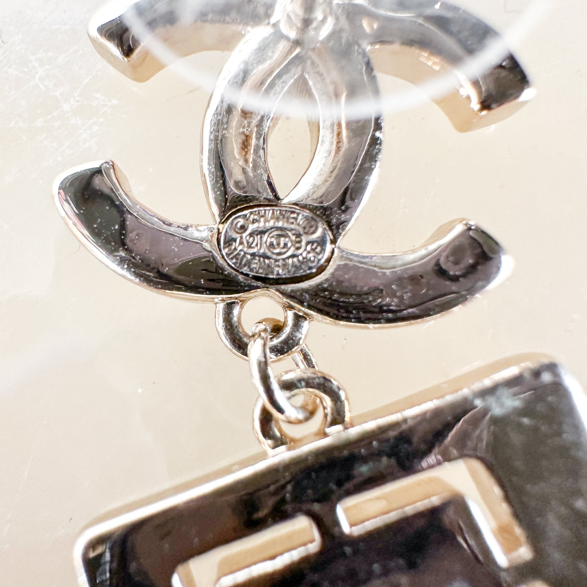 Chanel A21 Gold-Tone Crystal CC No.5 Mismatched Drop Earrings (RRP £430) | Authentic Preloved FINAL SALE (Copy) - Reloved Again