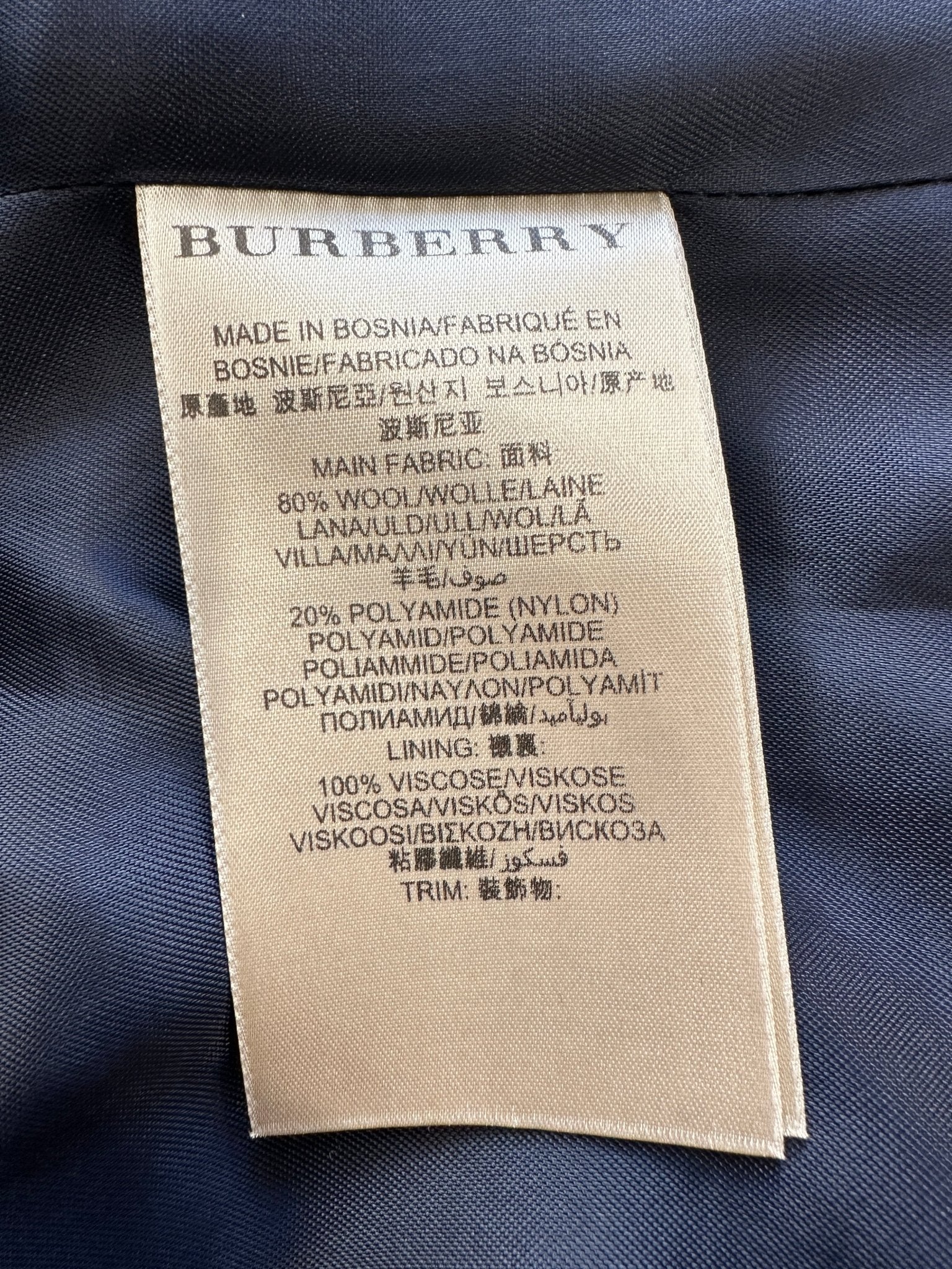 Burberry Brit Navy Banaptes Wool Coat RRP £595 | Authentic Preloved - Reloved Again