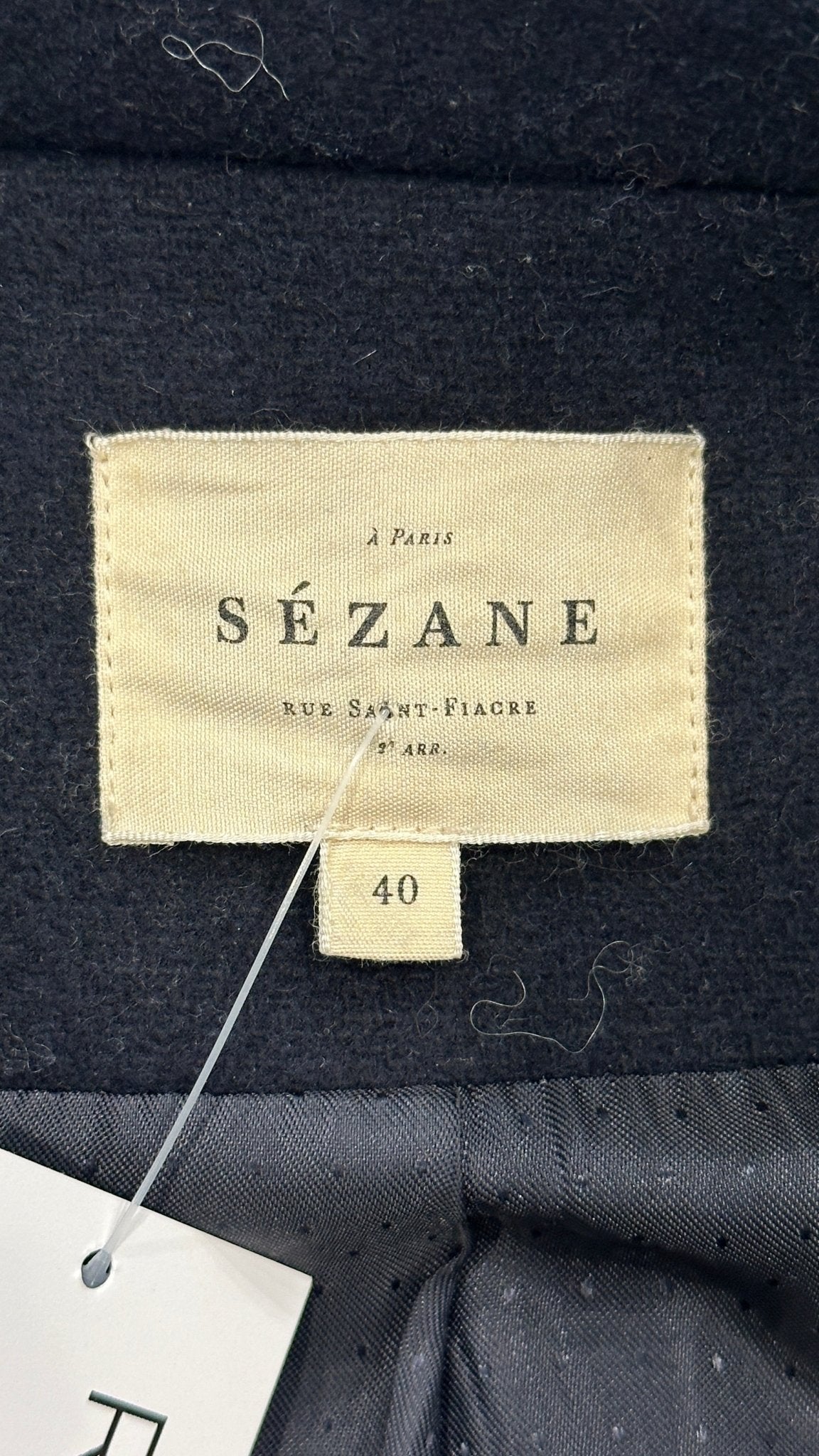 Sezane Navy Long Wool Coat (RRP £470) | Authentic Preloved - Reloved Again