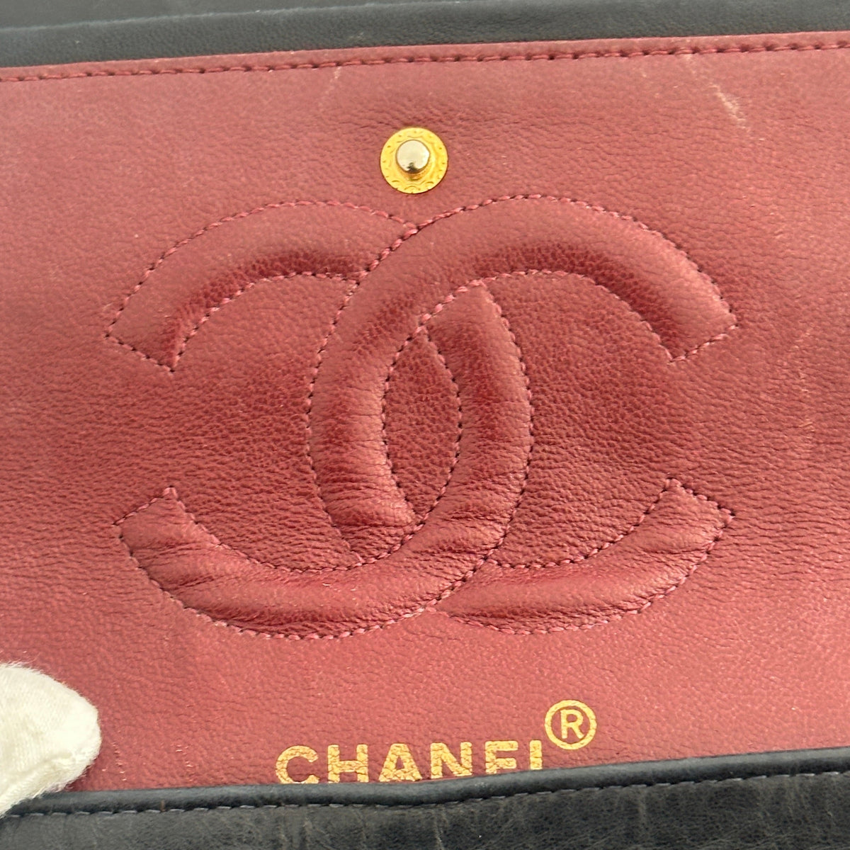 Chanel Vintage Medium Classic Chevron Double Flap Bag in Navy | Authentic Preloved