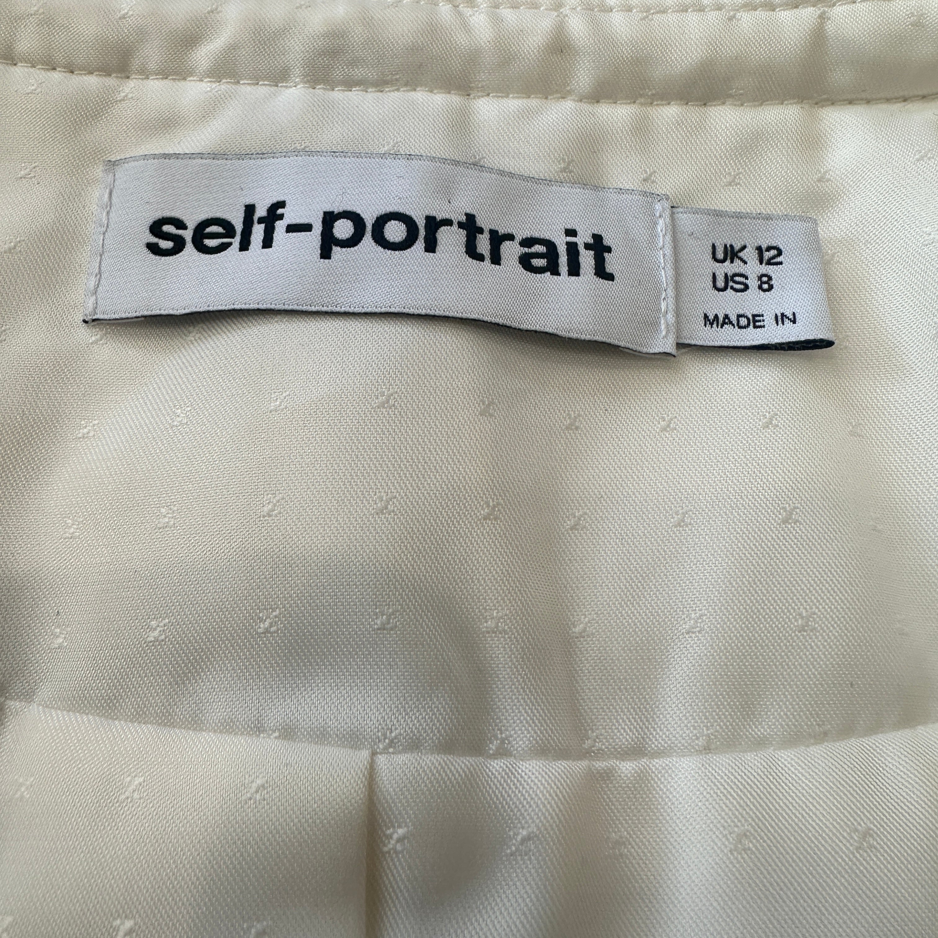 Self-Portrait White Bouclé Belted Peplum Jacket (RRP £440) | Authentic Preloved