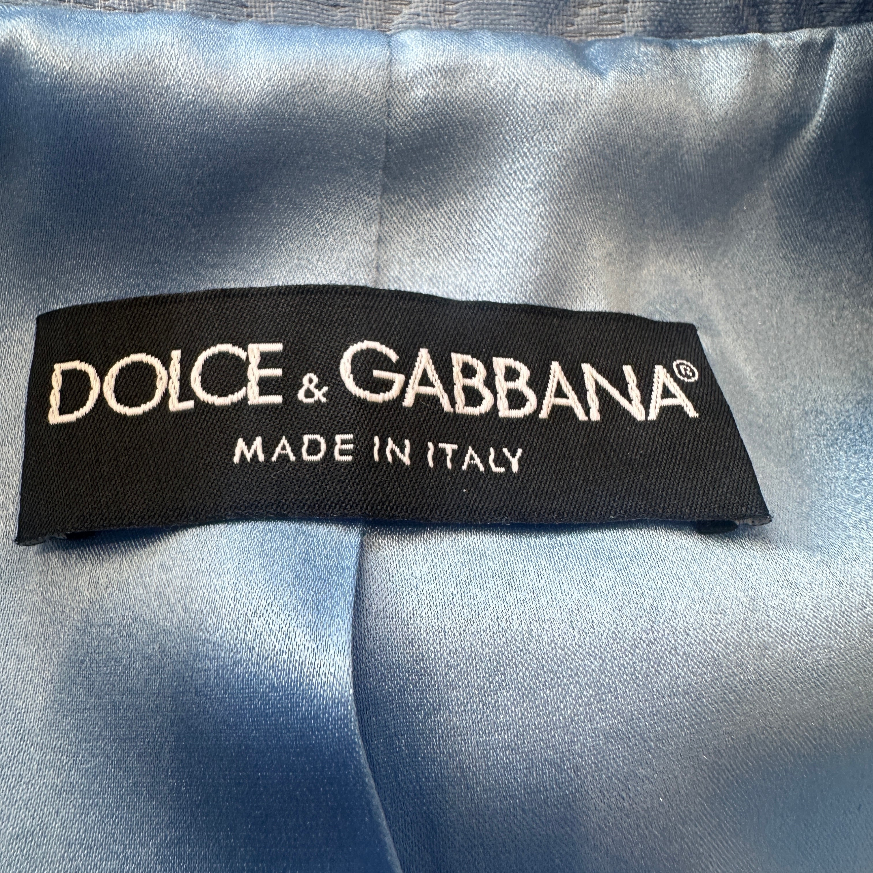 Dolce & Gabbana Light Blue Jacquard Floral Jacket (RRP £1925) | Authentic Preloved