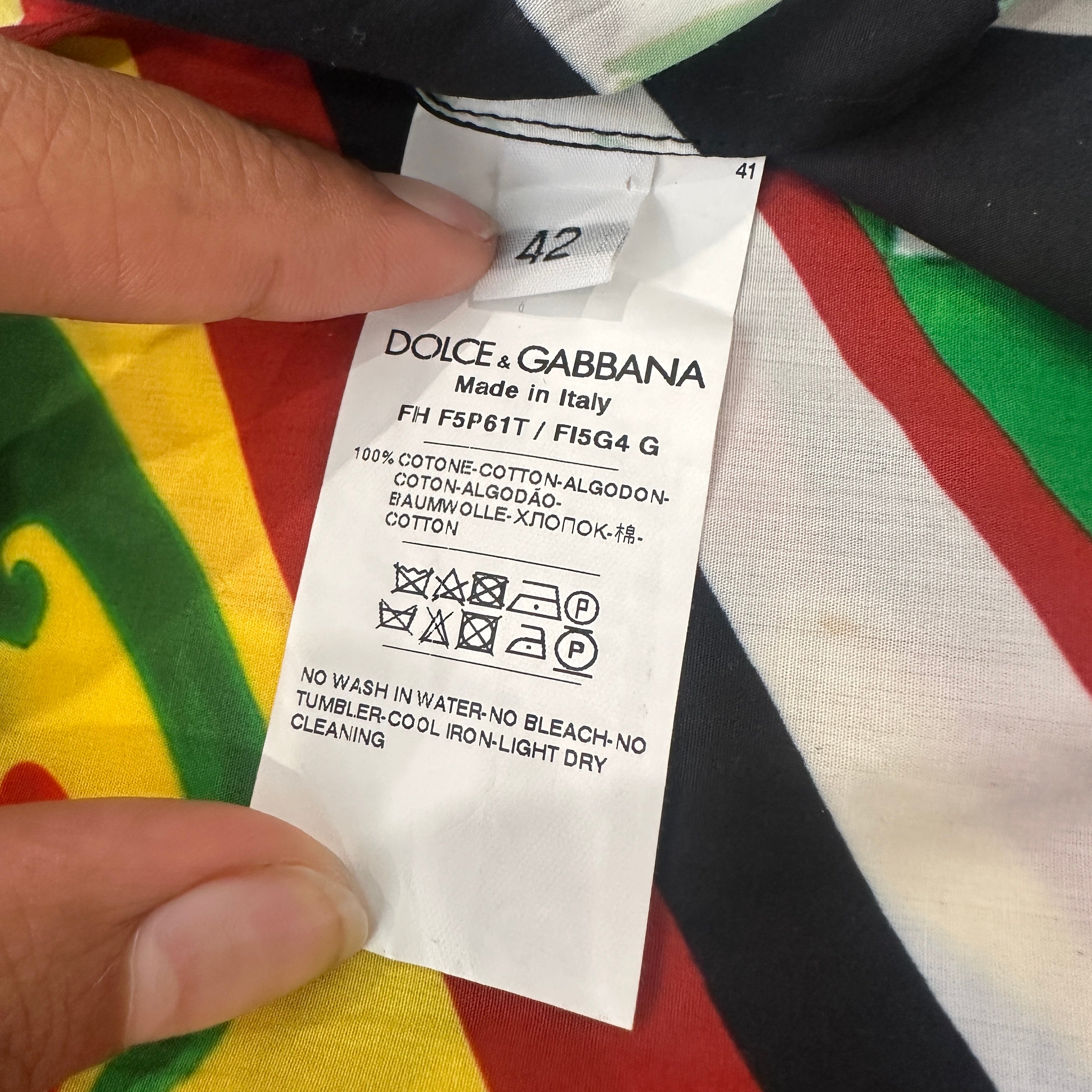 Dolce & Gabbana Multicolour Geometric Harlequin Print Cotton Shirt (RRP £450) | Authentic Preloved