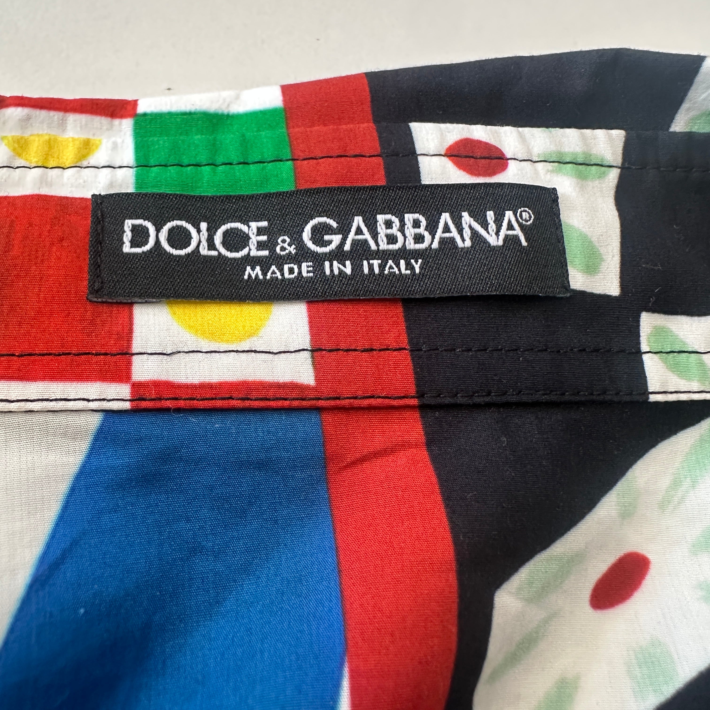 Dolce & Gabbana Multicolour Geometric Harlequin Print Cotton Shirt (RRP £450) | Authentic Preloved