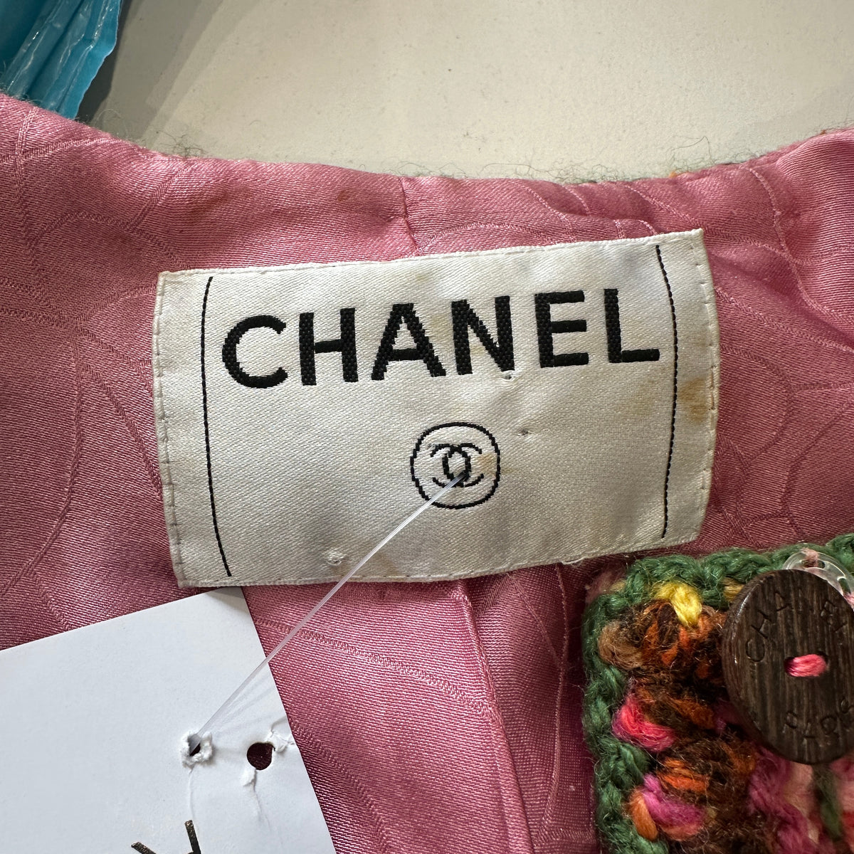 Chanel Vintage Pink and Green Multicolour Tweed Jacket | Authentic Preloved
