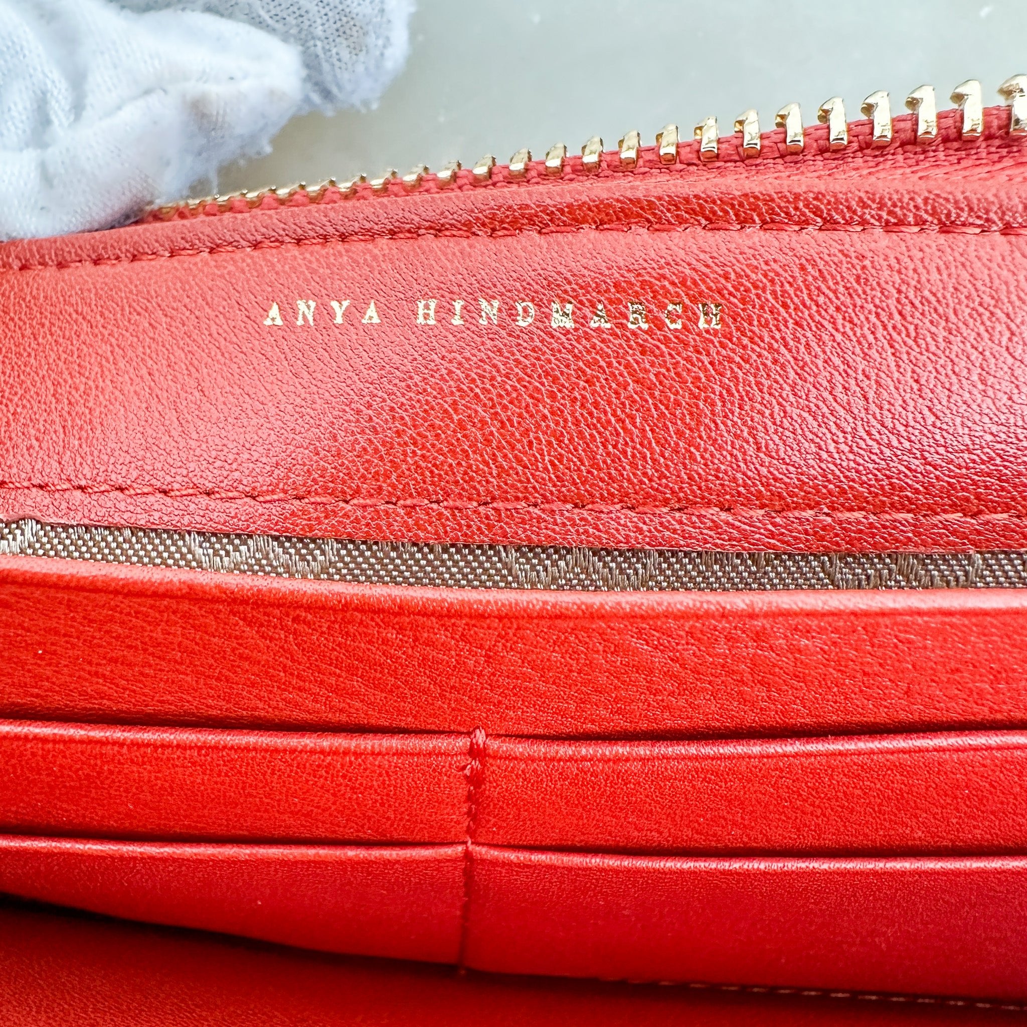 NEW Anya Hindmarch Studded Leather Zip Around Wallet in Orange (RRP £275) | Authentic Preloved - Reloved Again