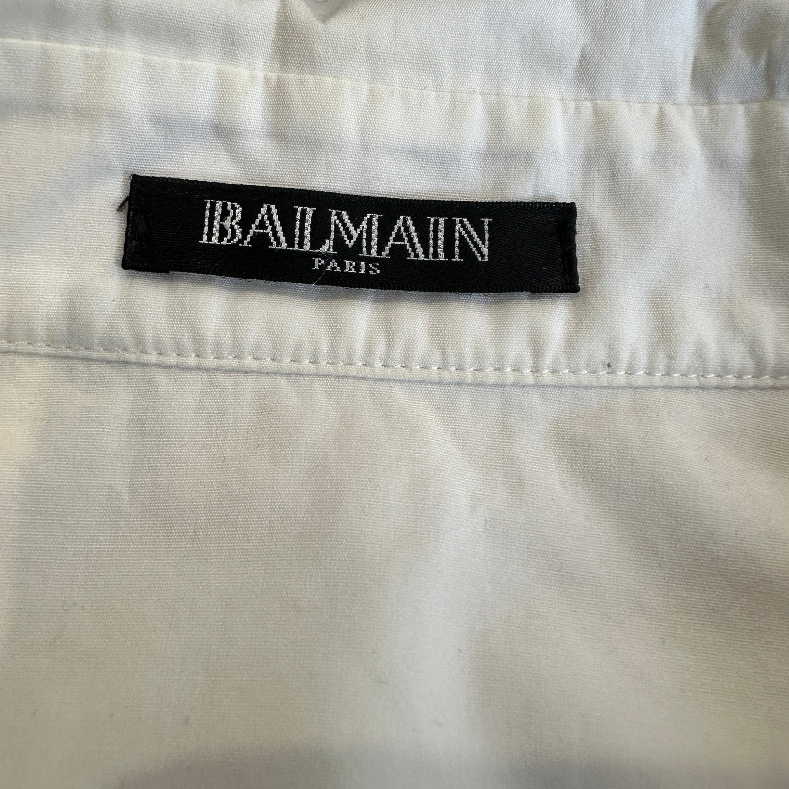 Balmain White Cotton Shirt with Gold Button Detailing (RRP £720) | Authentic Preloved