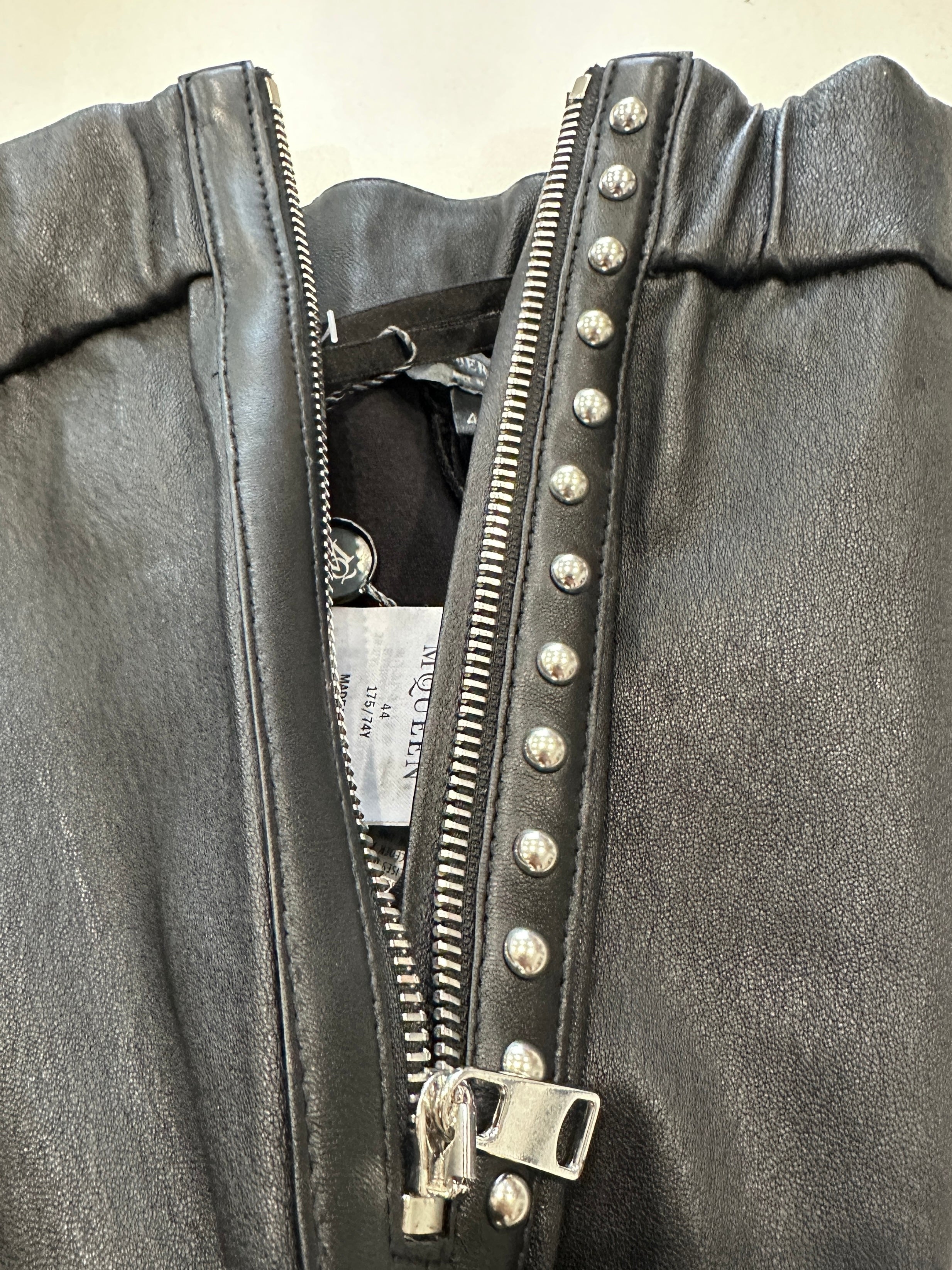NEW Alexander McQueen Black Studded Leather Leggings RRP £1K | Authentic Preloved