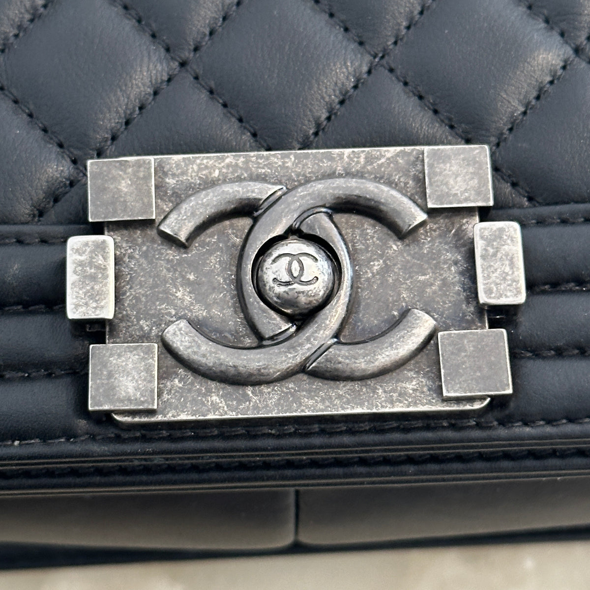 Chanel Medium Boy Bag in Black Quilted Lambskin Leather (RRP £6000) | Authentic Preloved