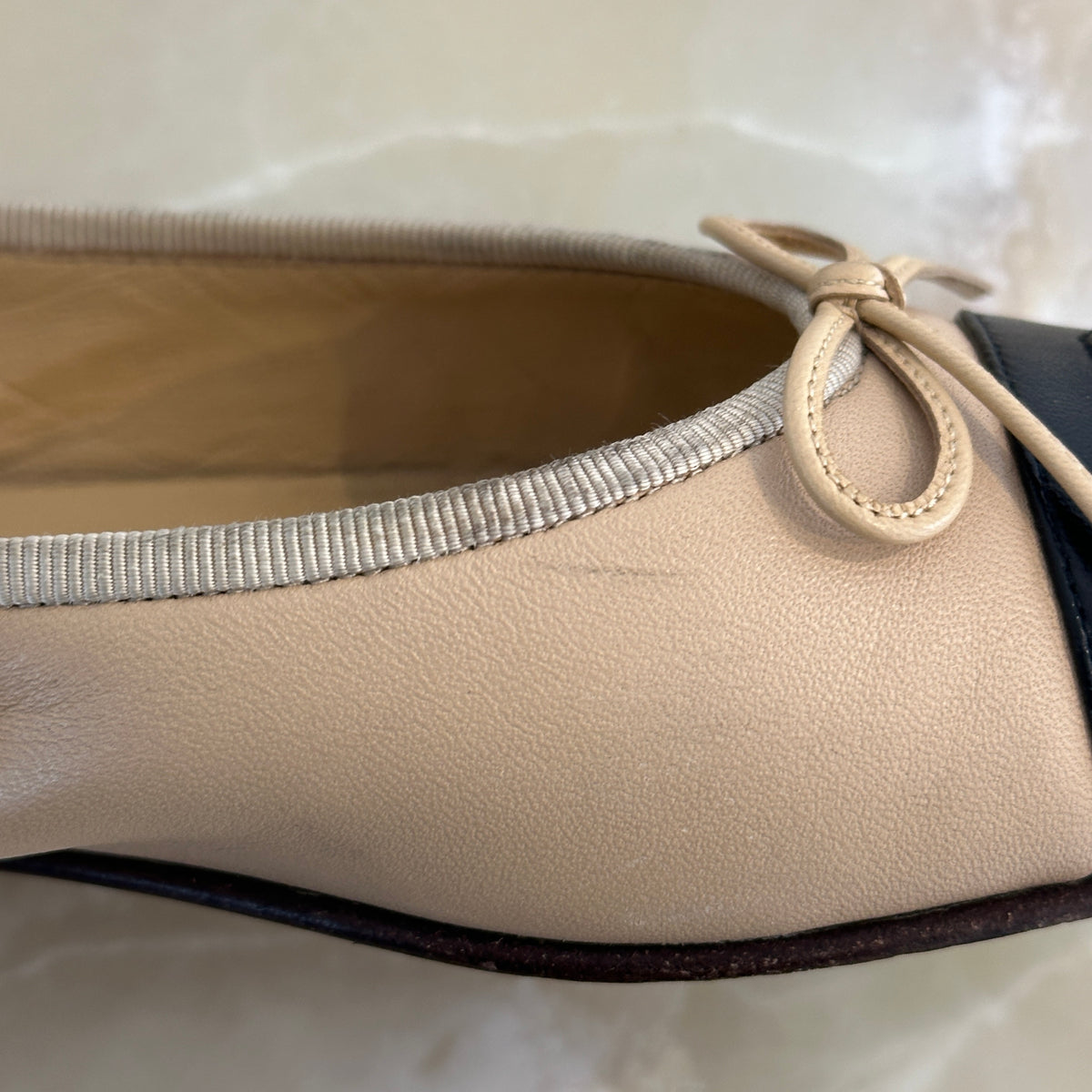 Chanel Ballet Flats in Beige and Black (RRP £810) | Authentic Preloved