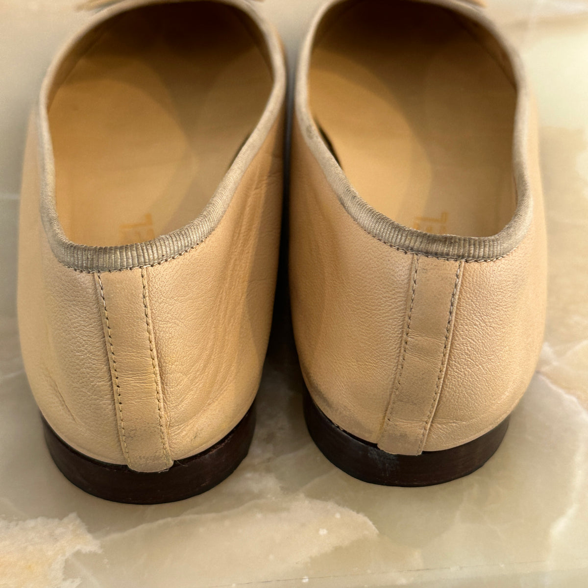 Chanel Ballet Flats in Beige and Black (RRP £810) | Authentic Preloved