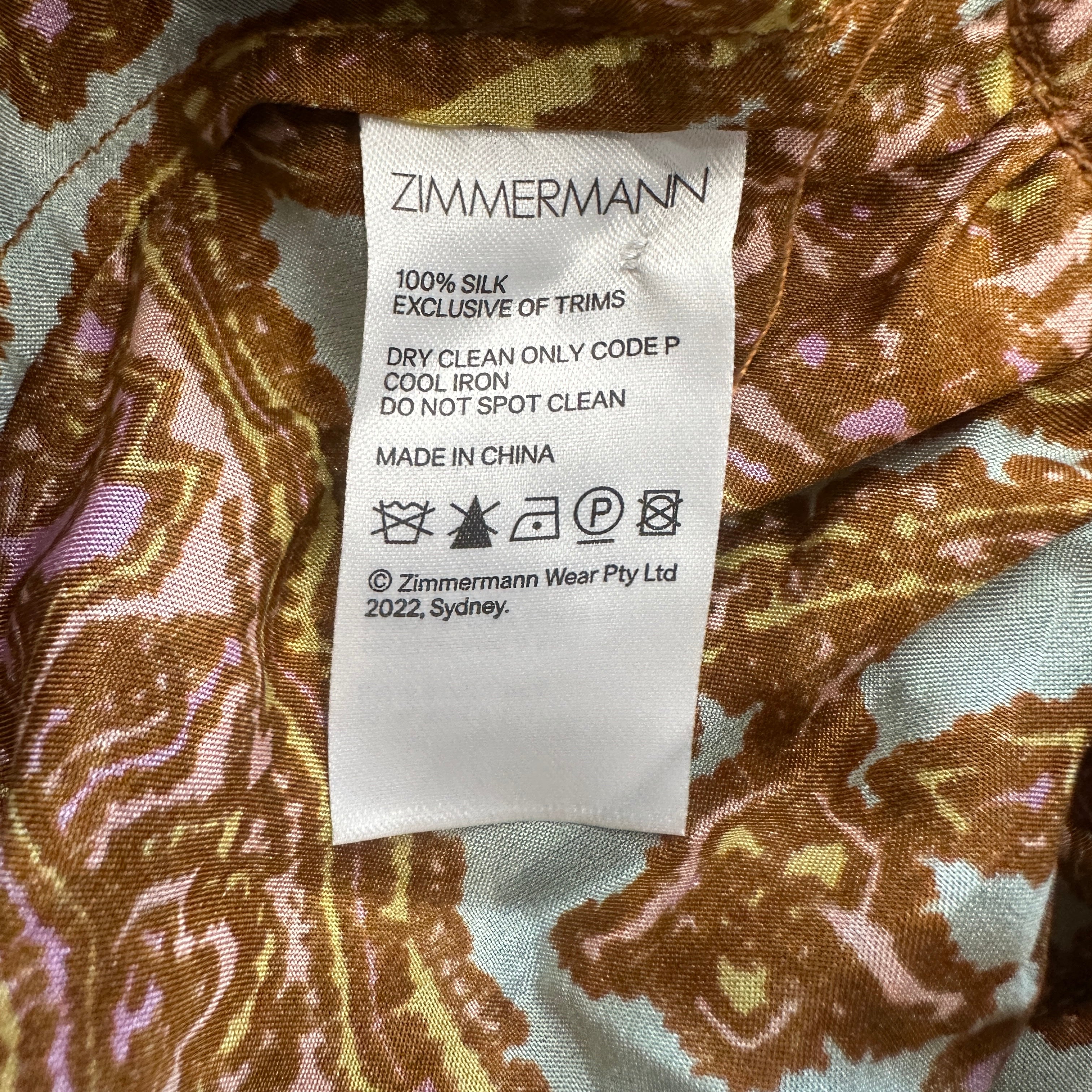 Zimmermann Brown Paisley Silk Tie Shoulder Mini Dress (RRP £795) | Authentic Preloved