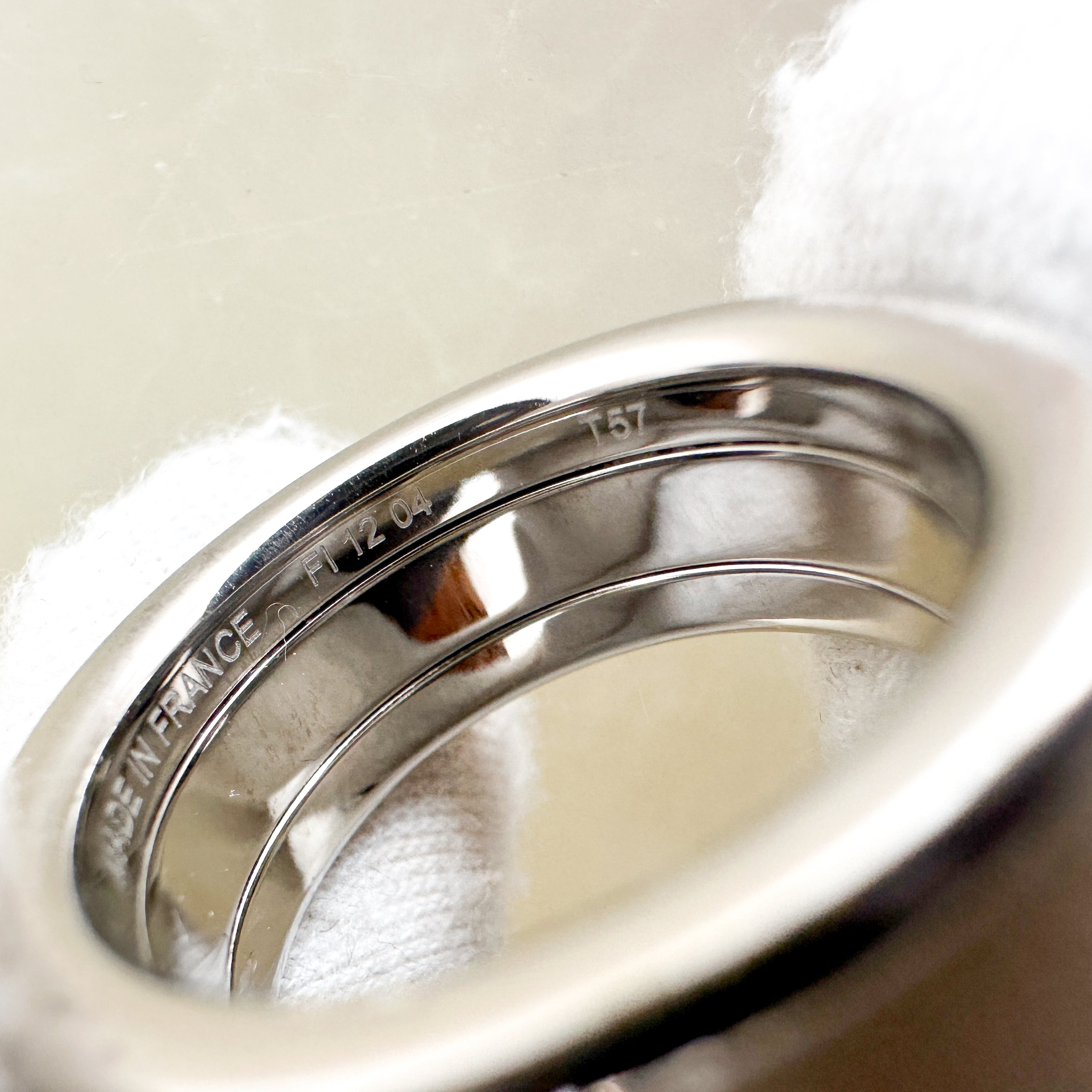 Hermès Bague Email MM Uni Ring in Palladium-Plated Metal – Size 57 (RRP £350) | Authentic Preloved FINAL SALE